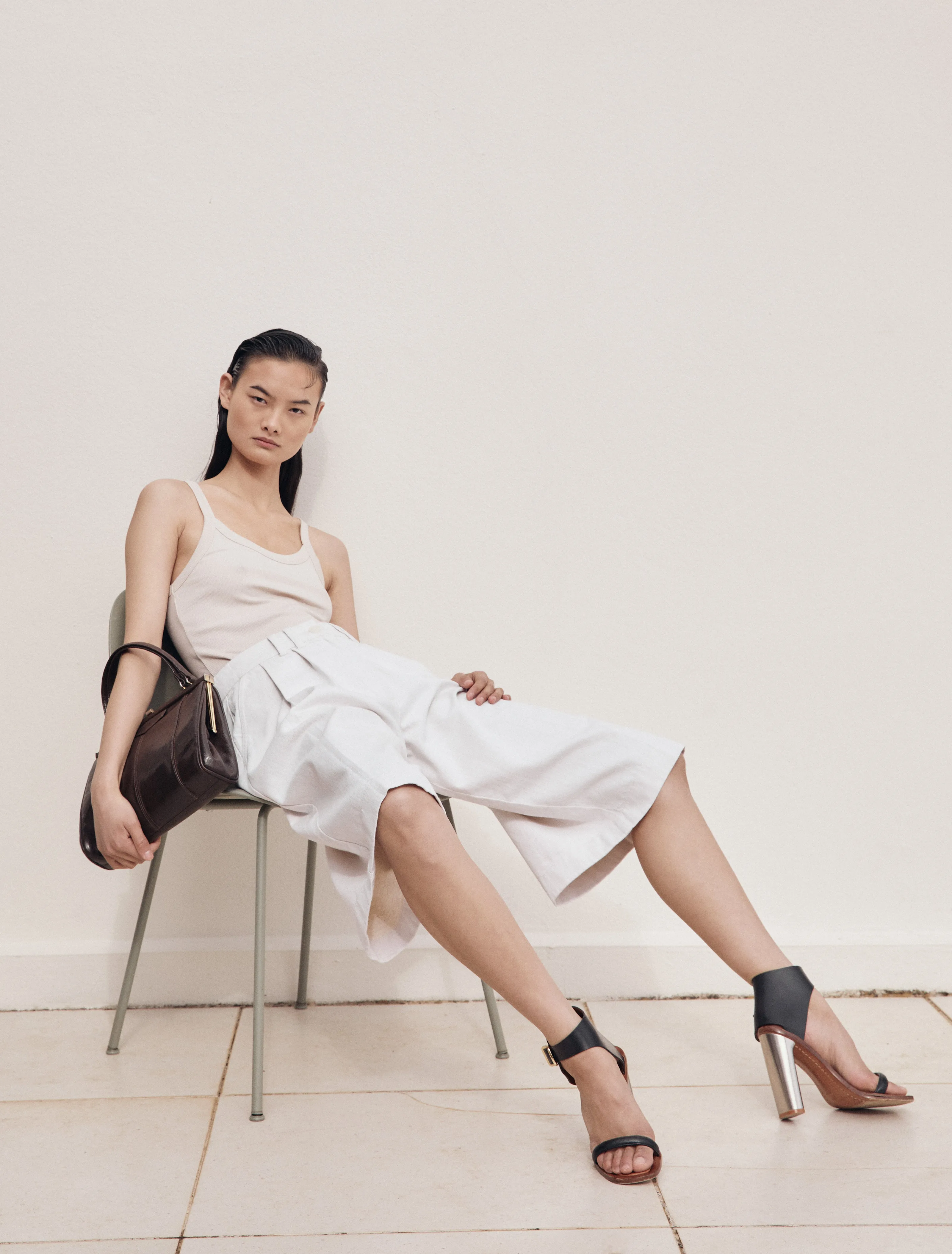 Ava Classic Rib Cami Top in Enoki Mushroom sold by Ninety Percent product image thumbnail 3