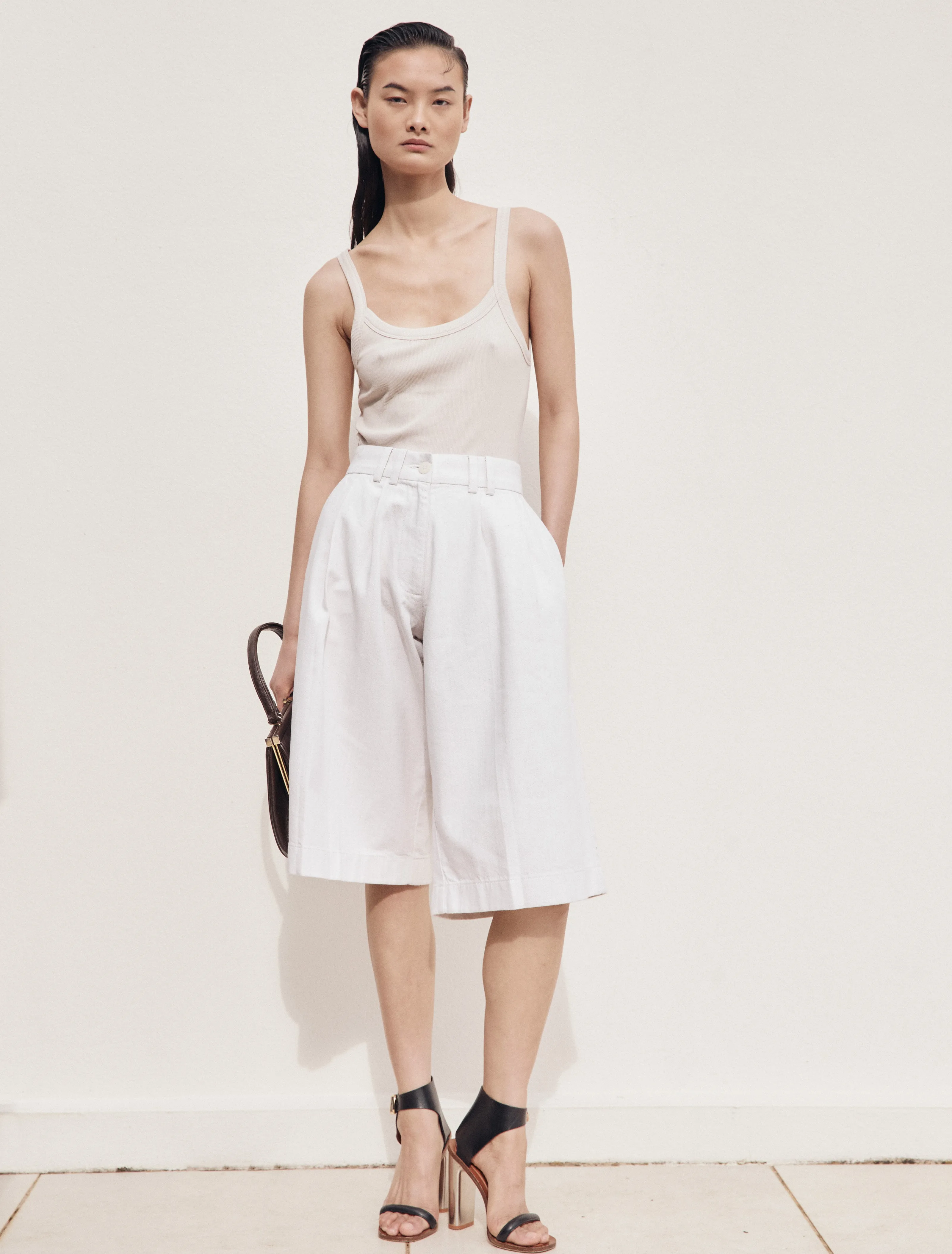 Ava Classic Rib Cami Top in Enoki Mushroom sold by Ninety Percent product image thumbnail 2