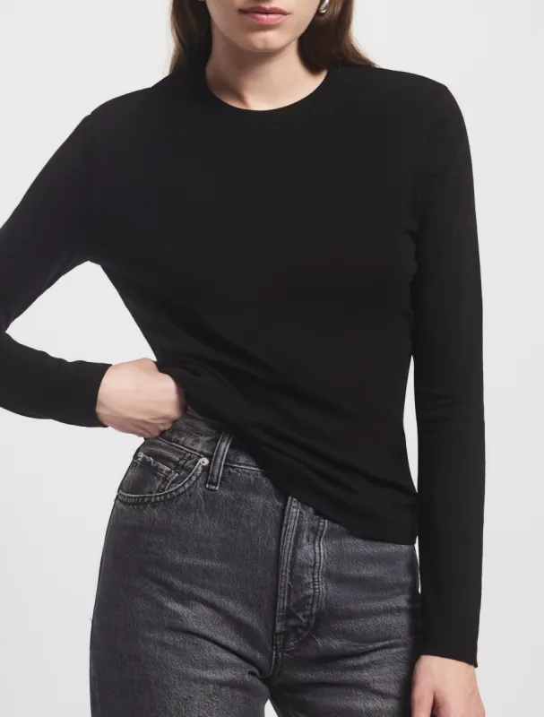 Lightweight Cotton Long Sleeve T-Shirt in Black sold by Ninety Percent