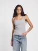 Ava Classic Rib Cami Top in Grey Marl sold by Ninety Percent
