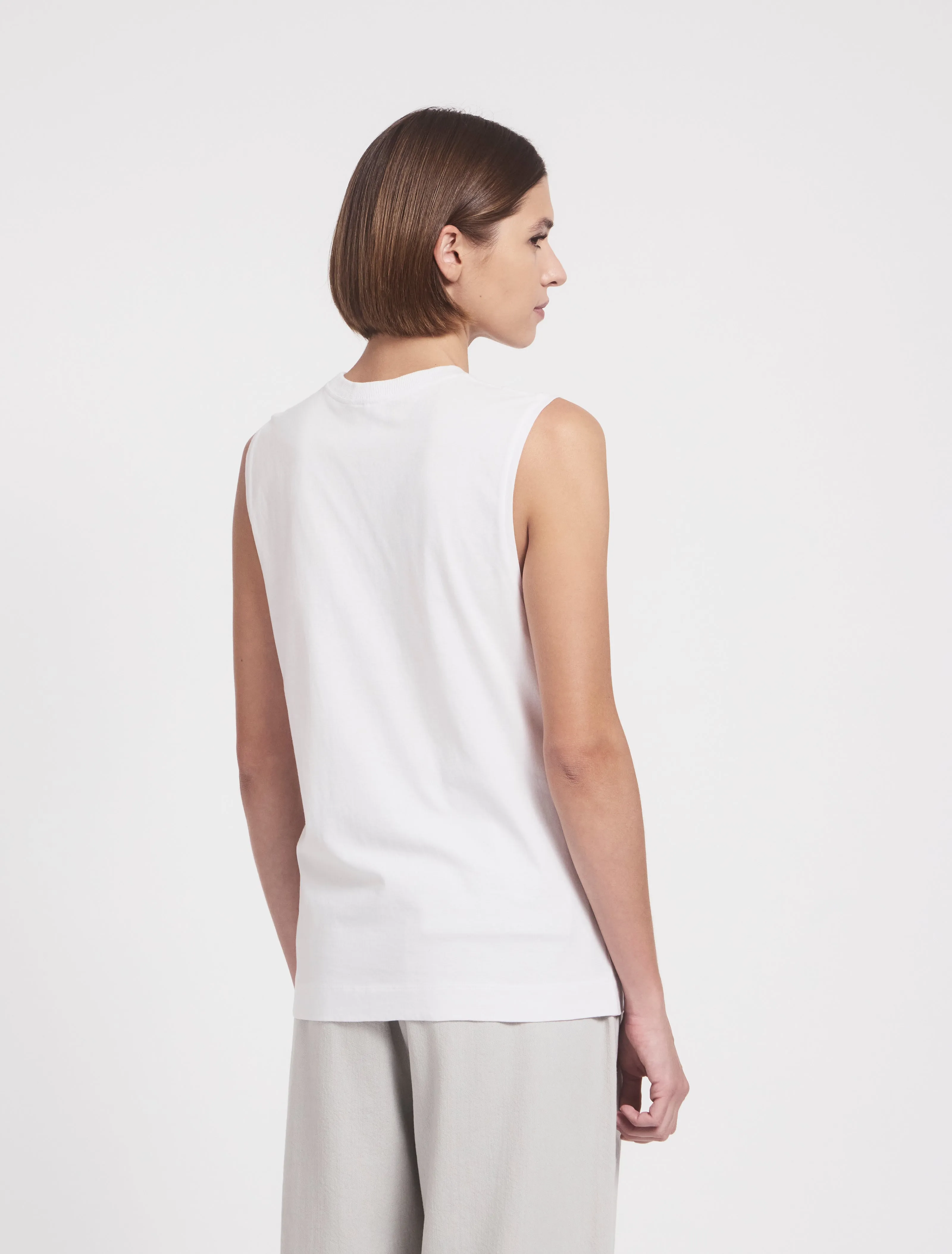 Lightweight Cotton Boyfriend Tank in White sold by Ninety Percent product image thumbnail 3