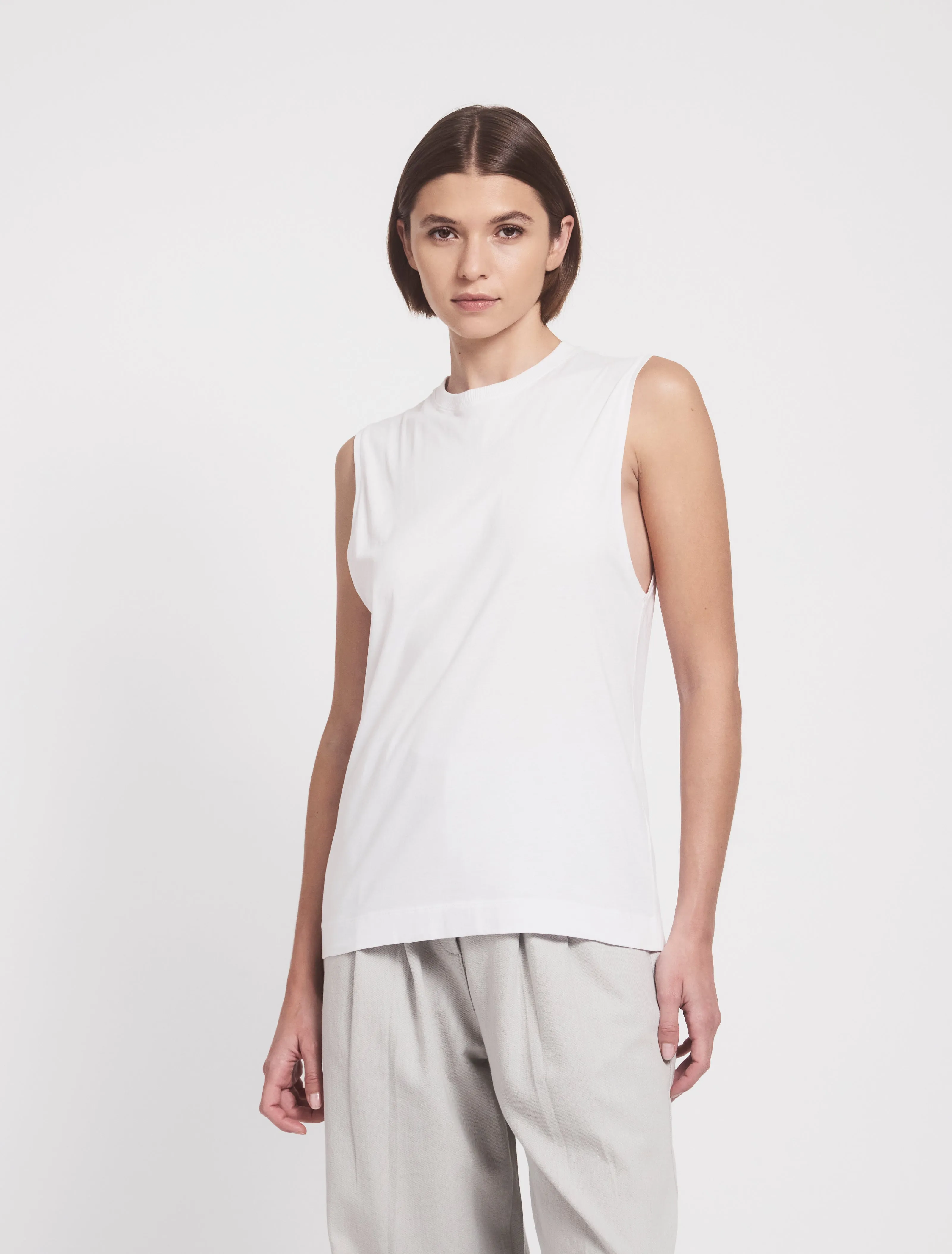 Lightweight Cotton Boyfriend Tank in White sold by Ninety Percent product image thumbnail 2