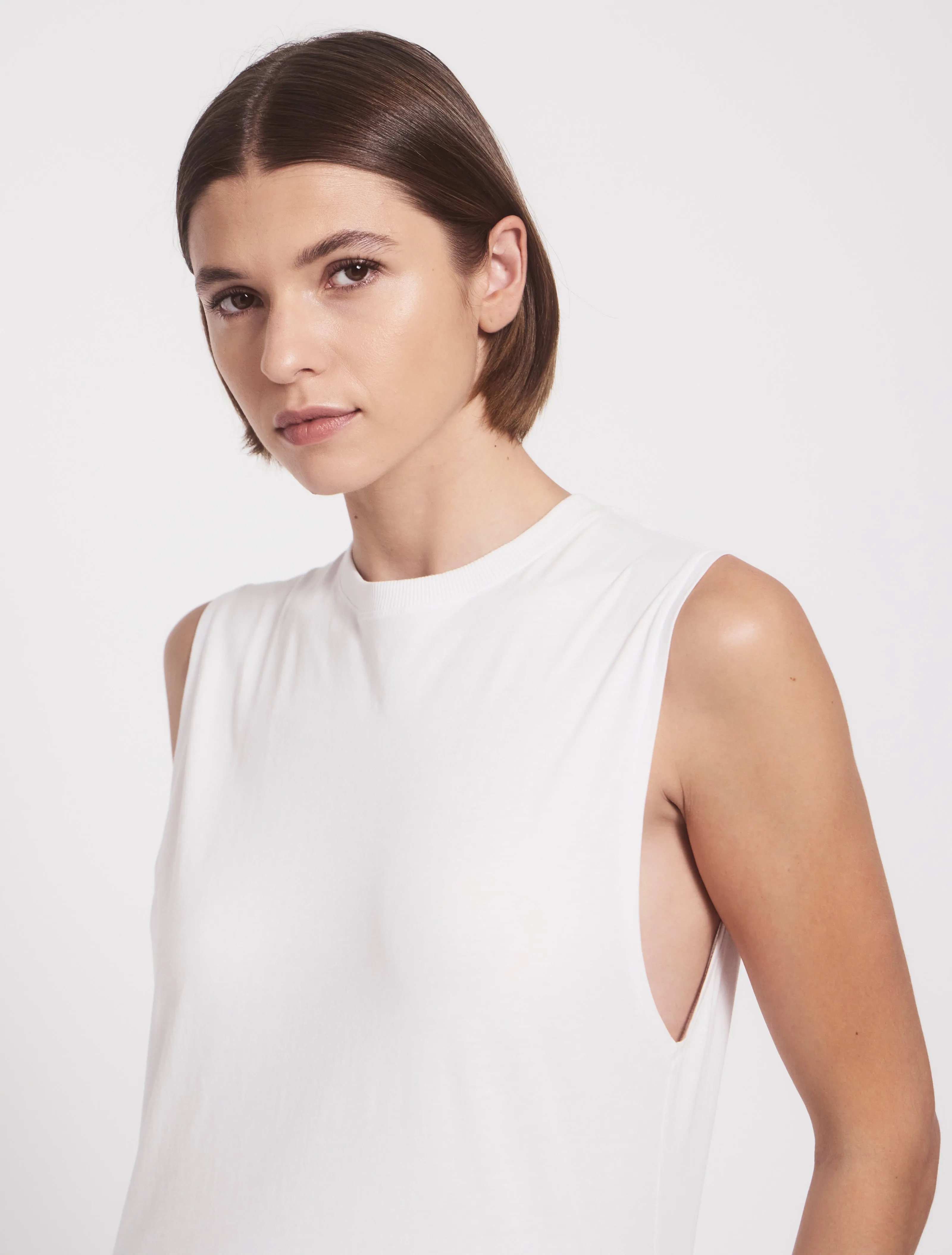 Lightweight Cotton Boyfriend Tank in White sold by Ninety Percent