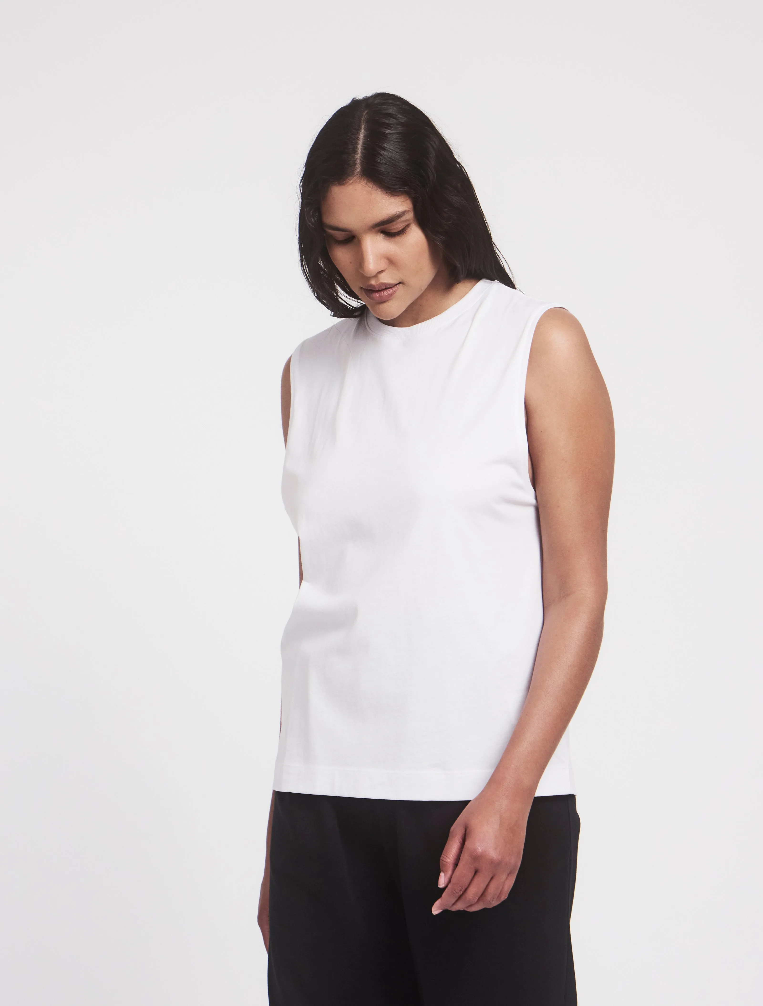 Lightweight Cotton Boyfriend Tank in White sold by Ninety Percent product image thumbnail 5