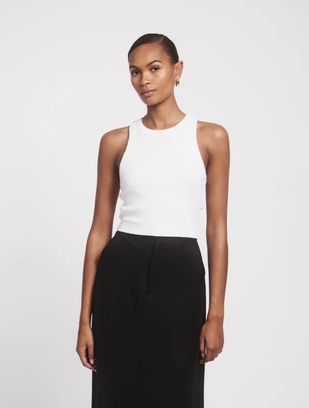 Bette Classic Rib Cropped Tank in White sold by Ninety Percent