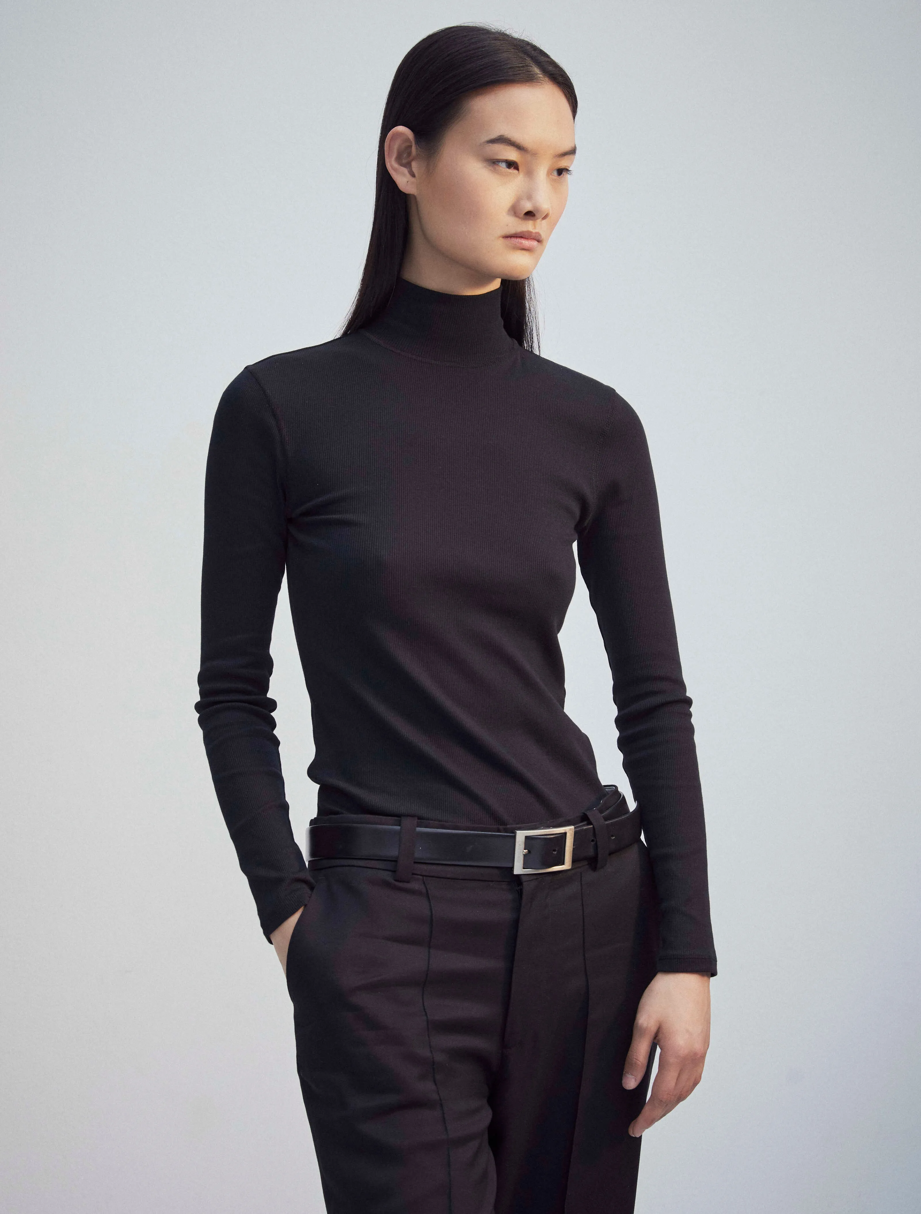Classic Rib High Neck Top in Black sold by Ninety Percent product image thumbnail 2