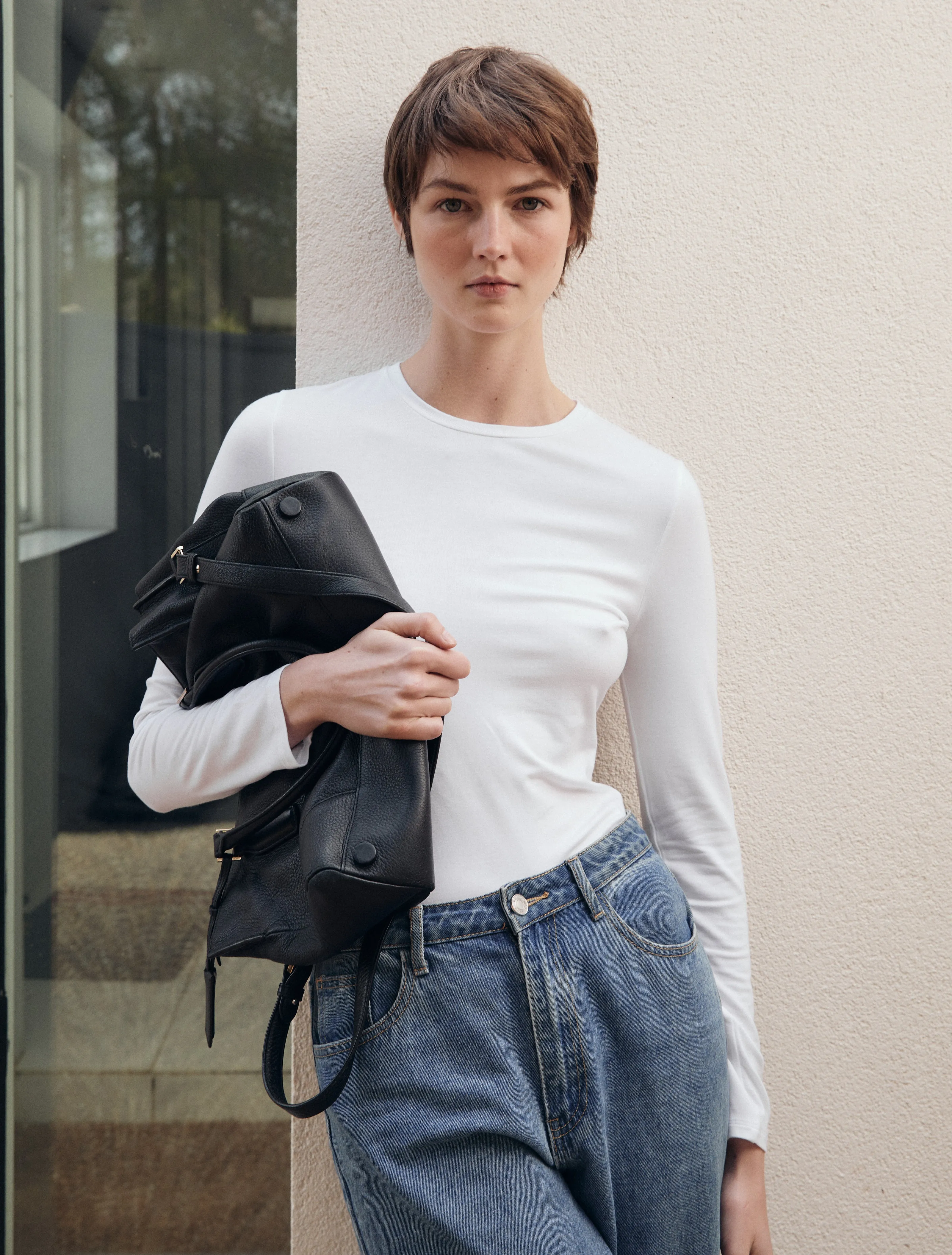 Lightweight Cotton Long Sleeve T-Shirt in White sold by Ninety Percent product image thumbnail 2