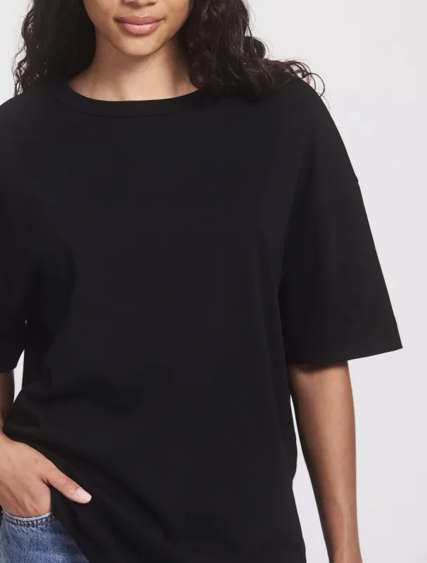 Lena Classic Cotton Oversize T-Shirt in Black sold by Ninety Percent