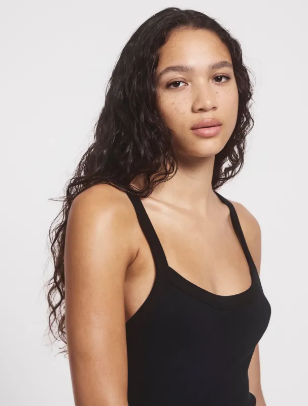 Ava Classic Rib Cami Top in Black sold by Ninety Percent