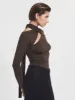 Coral Wrap Top In Turkish Coffee sold by Ninety Percent