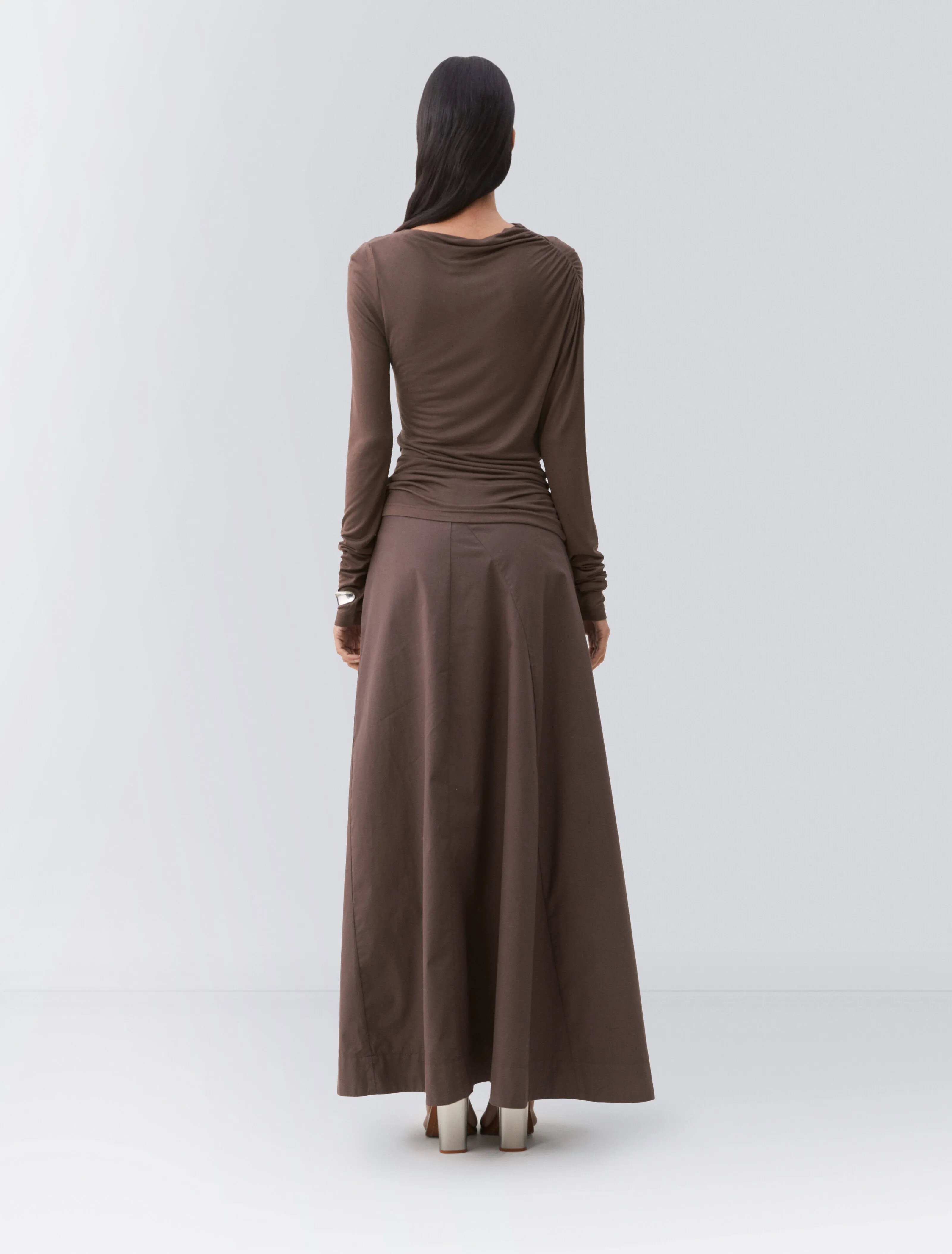 Iphis Draped Long Sleeve Top in Bracken sold by Ninety Percent product image thumbnail 4