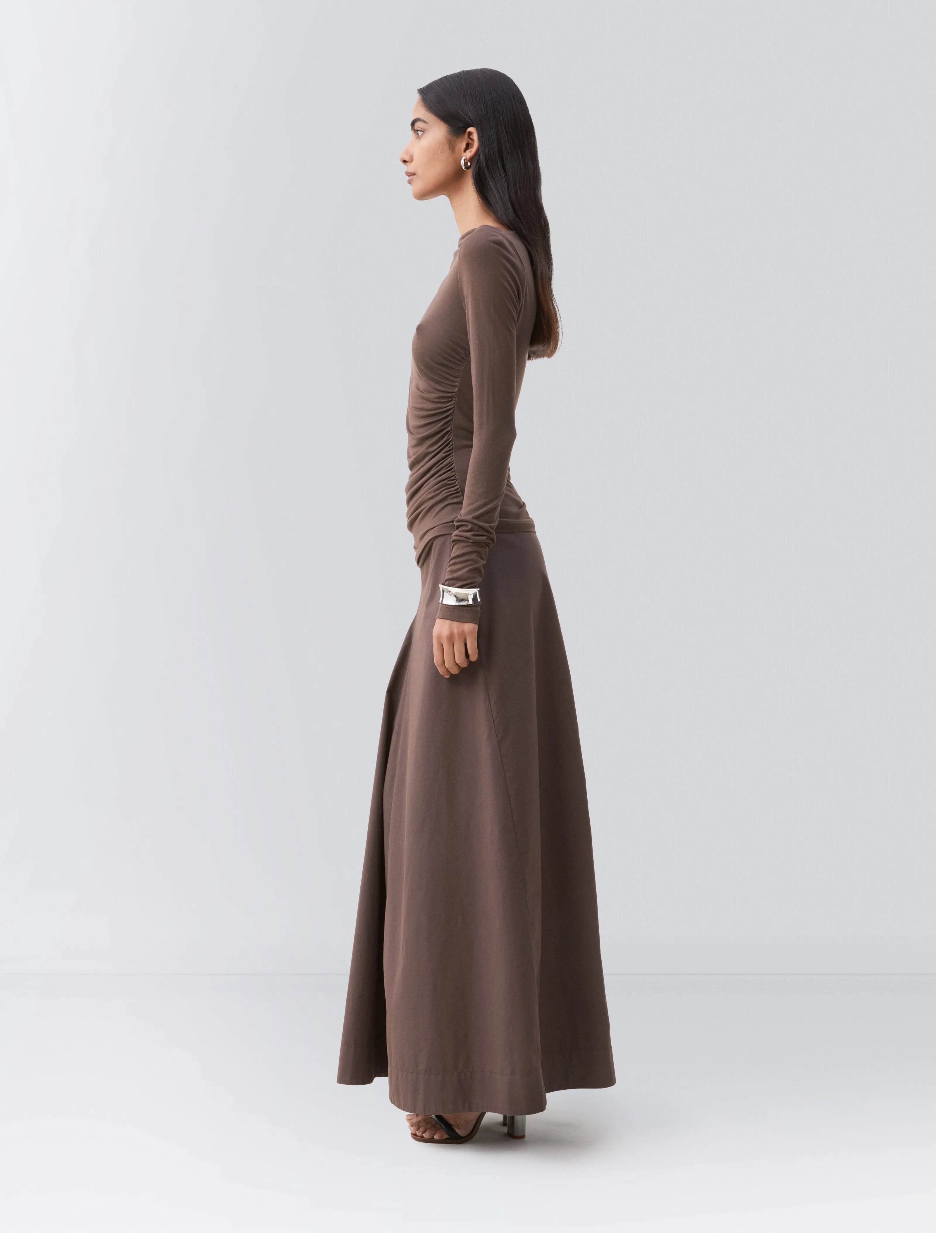 Iphis Draped Long Sleeve Top in Bracken sold by Ninety Percent product image thumbnail 3