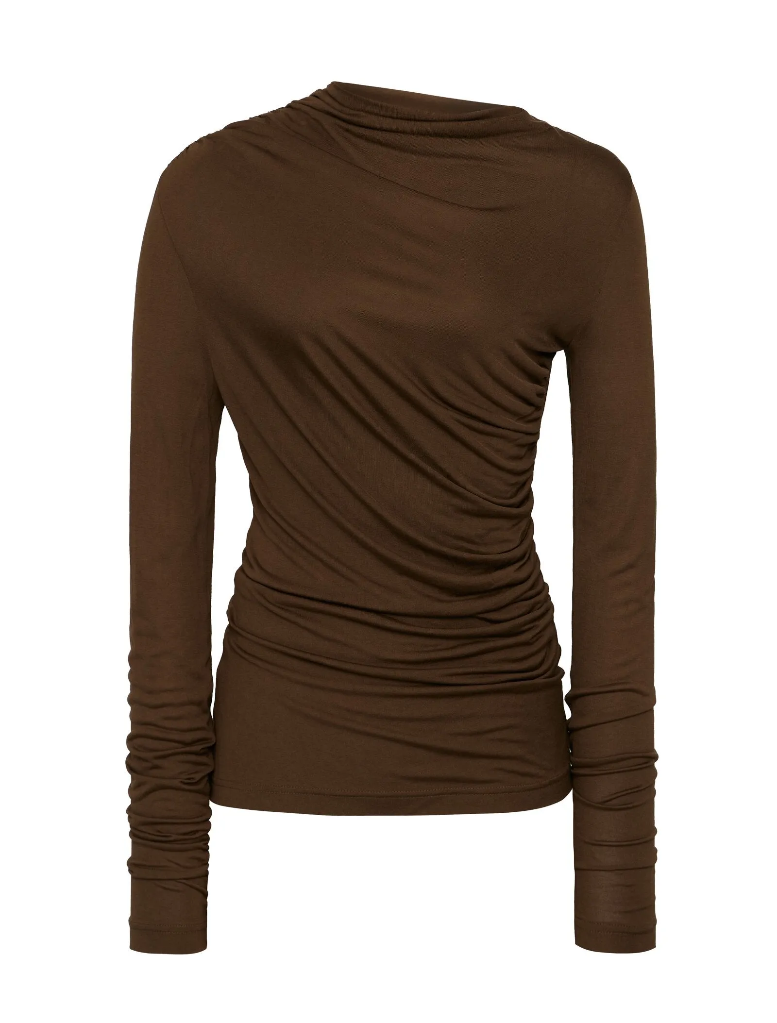 Iphis Draped Long Sleeve Top in Bracken sold by Ninety Percent product image thumbnail 5
