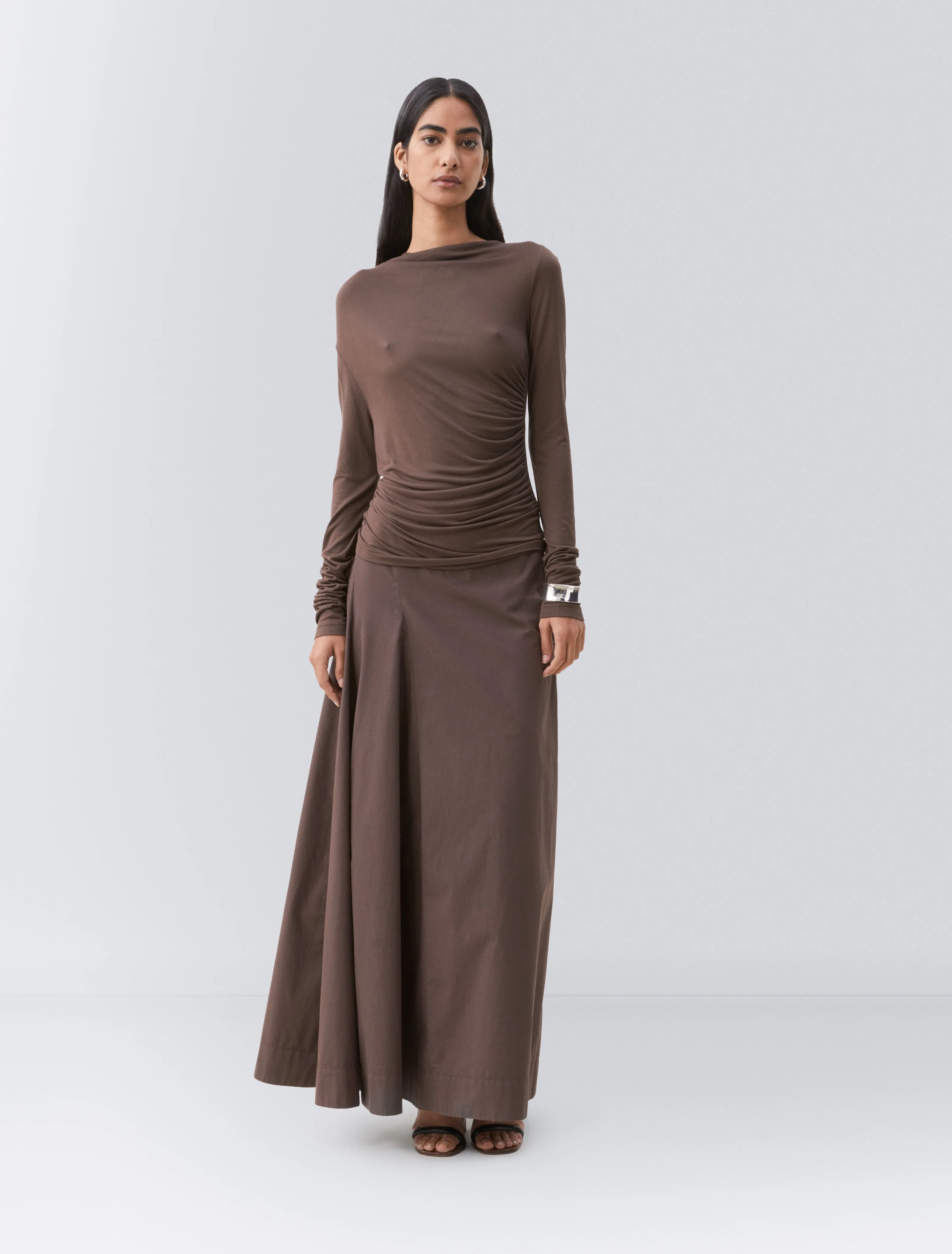 Iphis Draped Long Sleeve Top in Bracken sold by Ninety Percent product image thumbnail 2