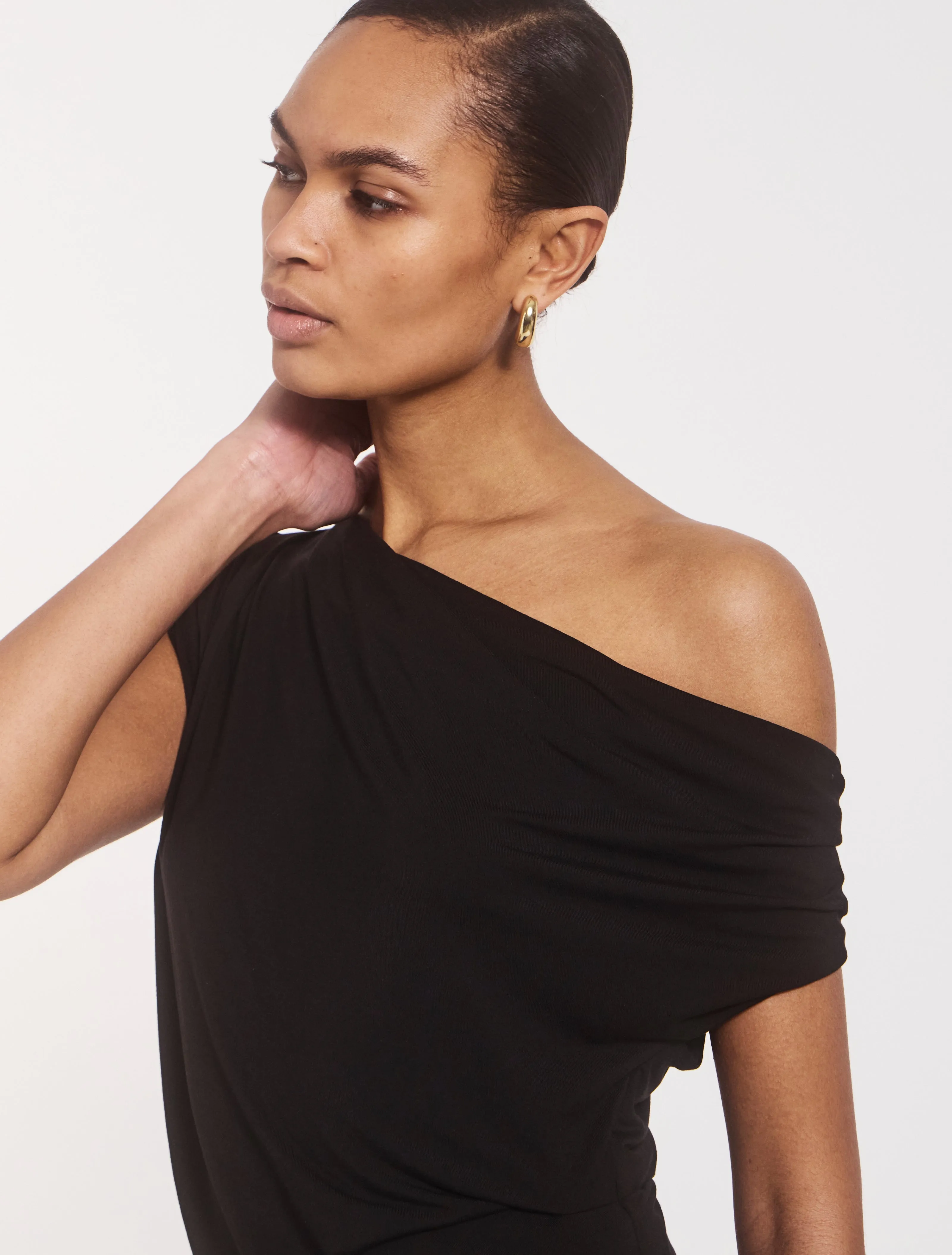 Tanz Draped Top in Black sold by Ninety Percent