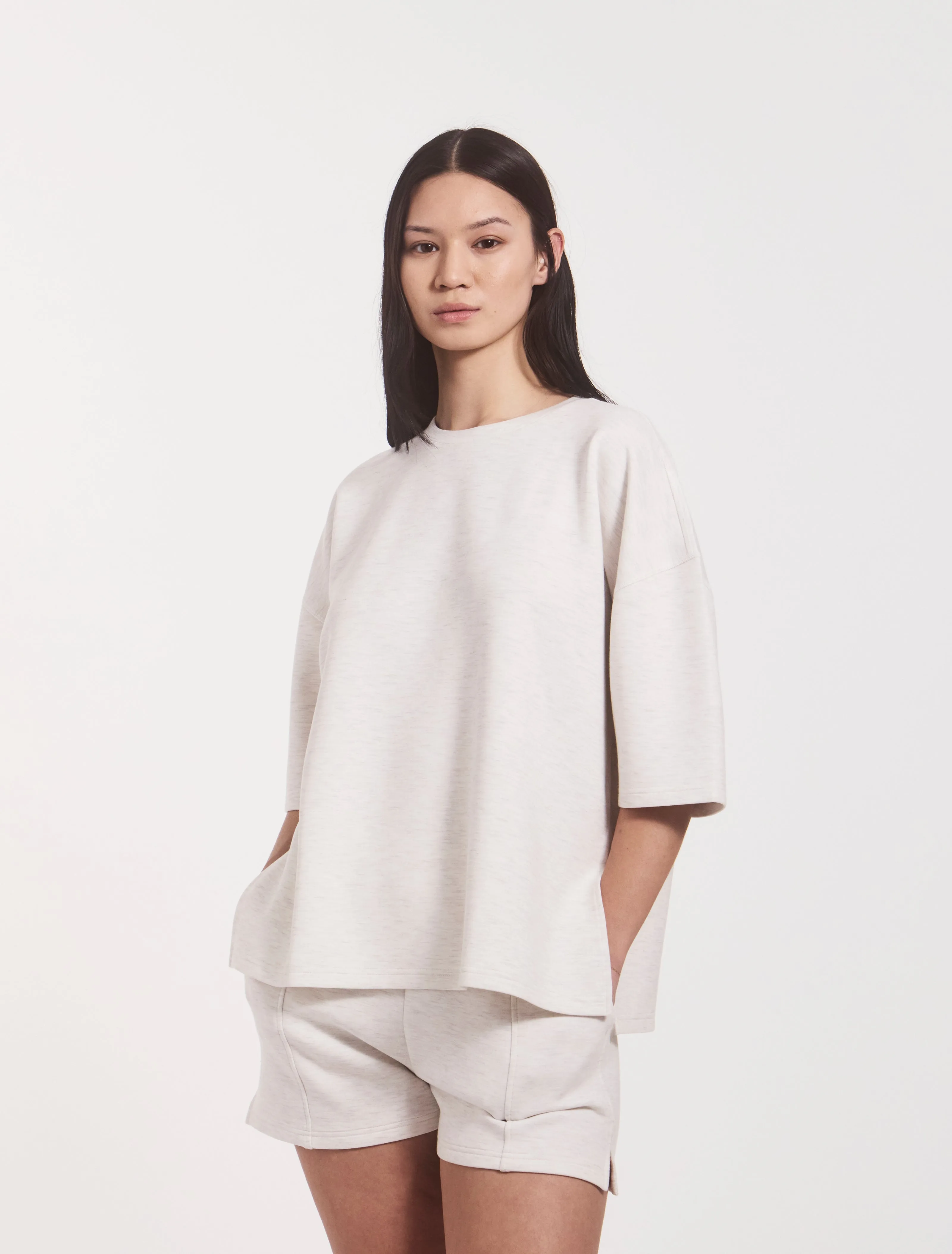 Classic Lounge T-Shirt in Oatmeal Marl sold by Ninety Percent