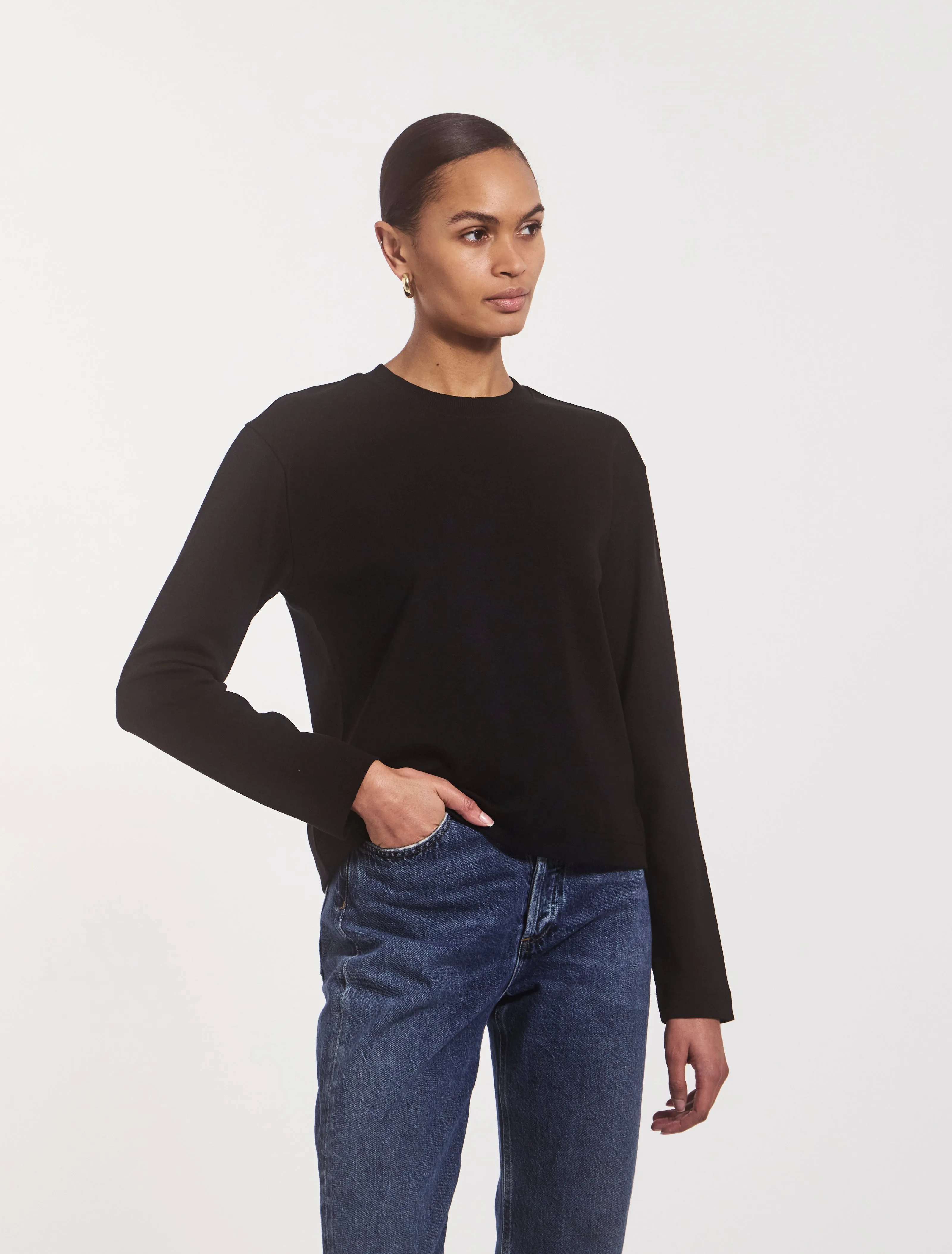 Compact Cotton Long Sleeve T-Shirt in Black sold by Ninety Percent product image thumbnail 2