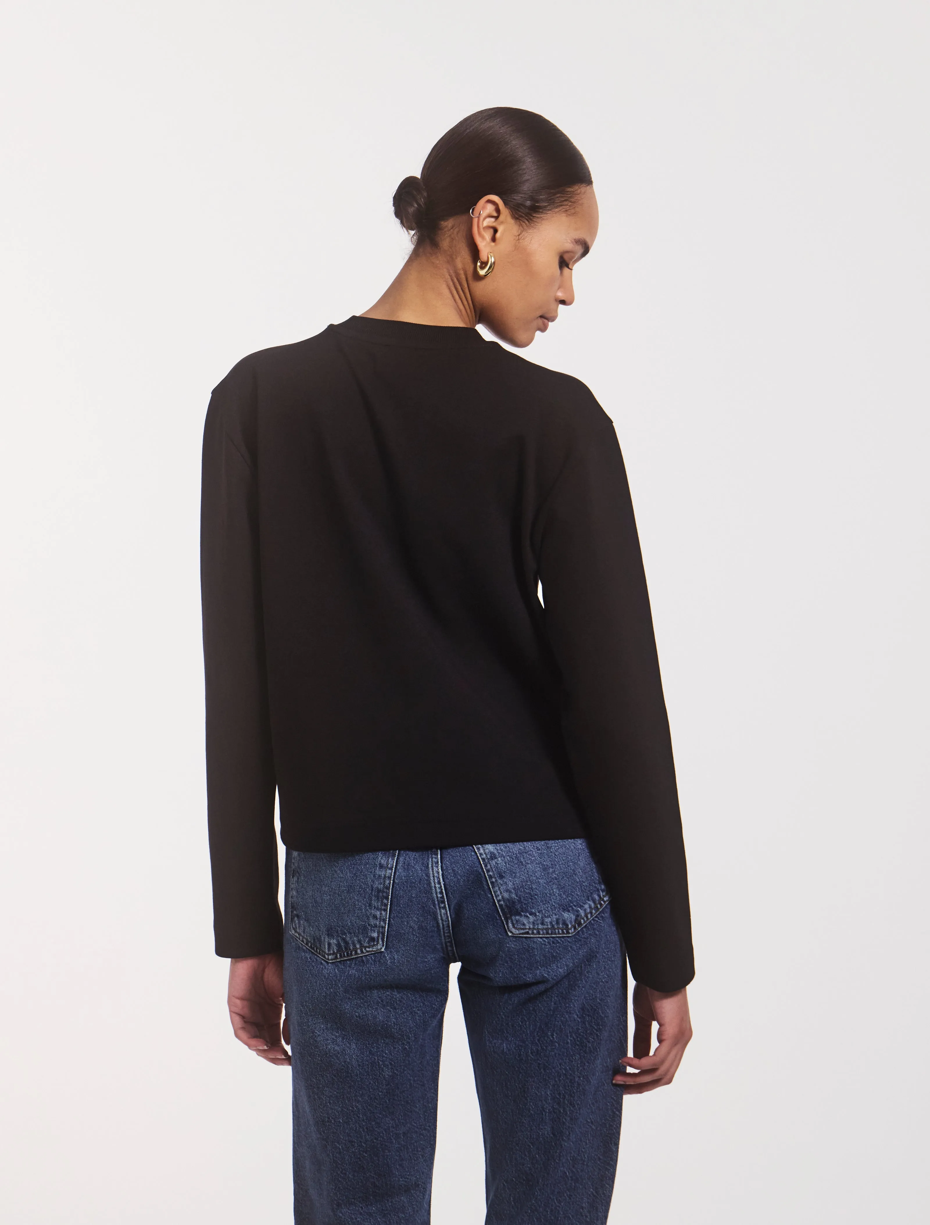 Compact Cotton Long Sleeve T-Shirt in Black sold by Ninety Percent product image thumbnail 3