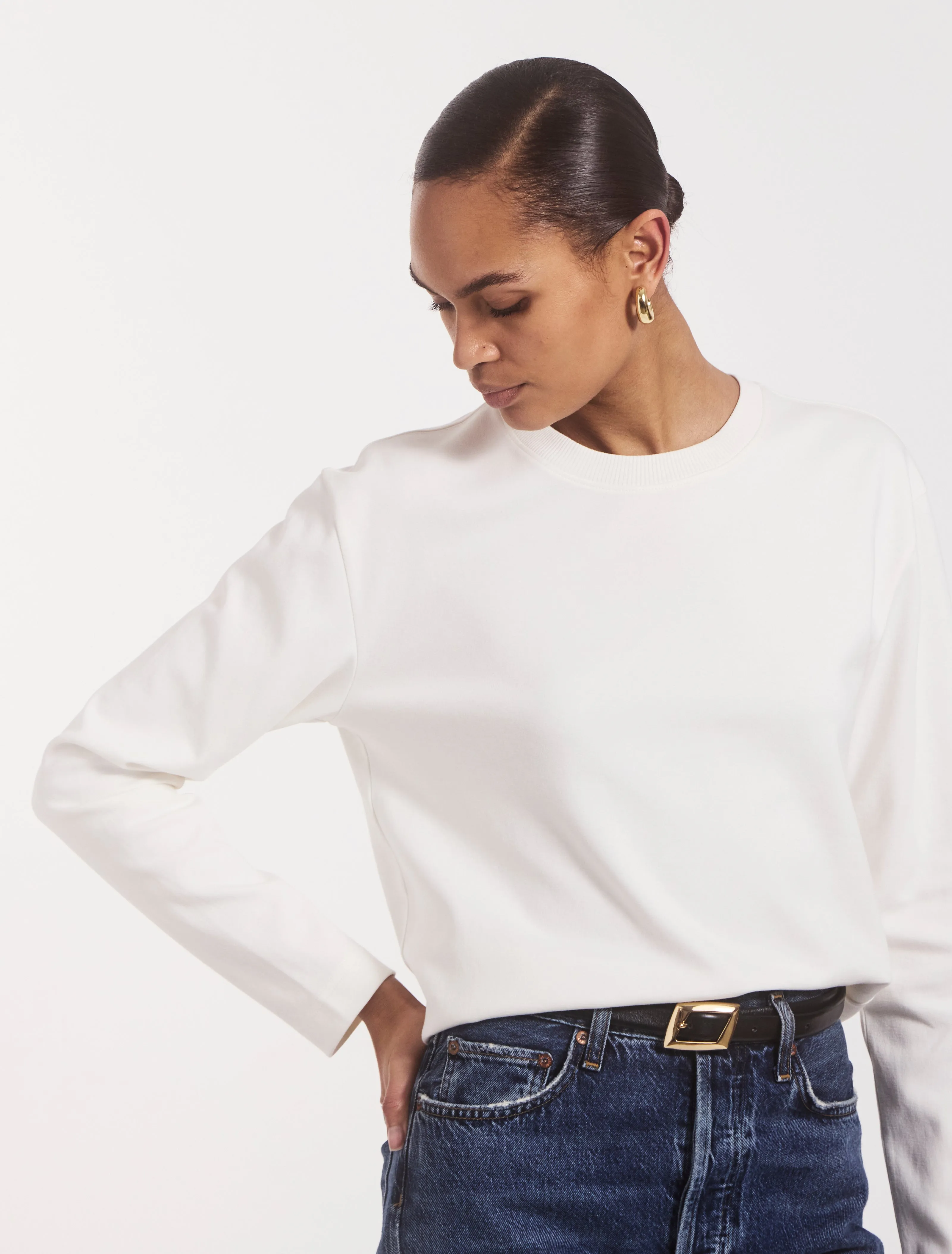 Compact Cotton Long Sleeve T-Shirt in Off White sold by Ninety Percent product image thumbnail 2