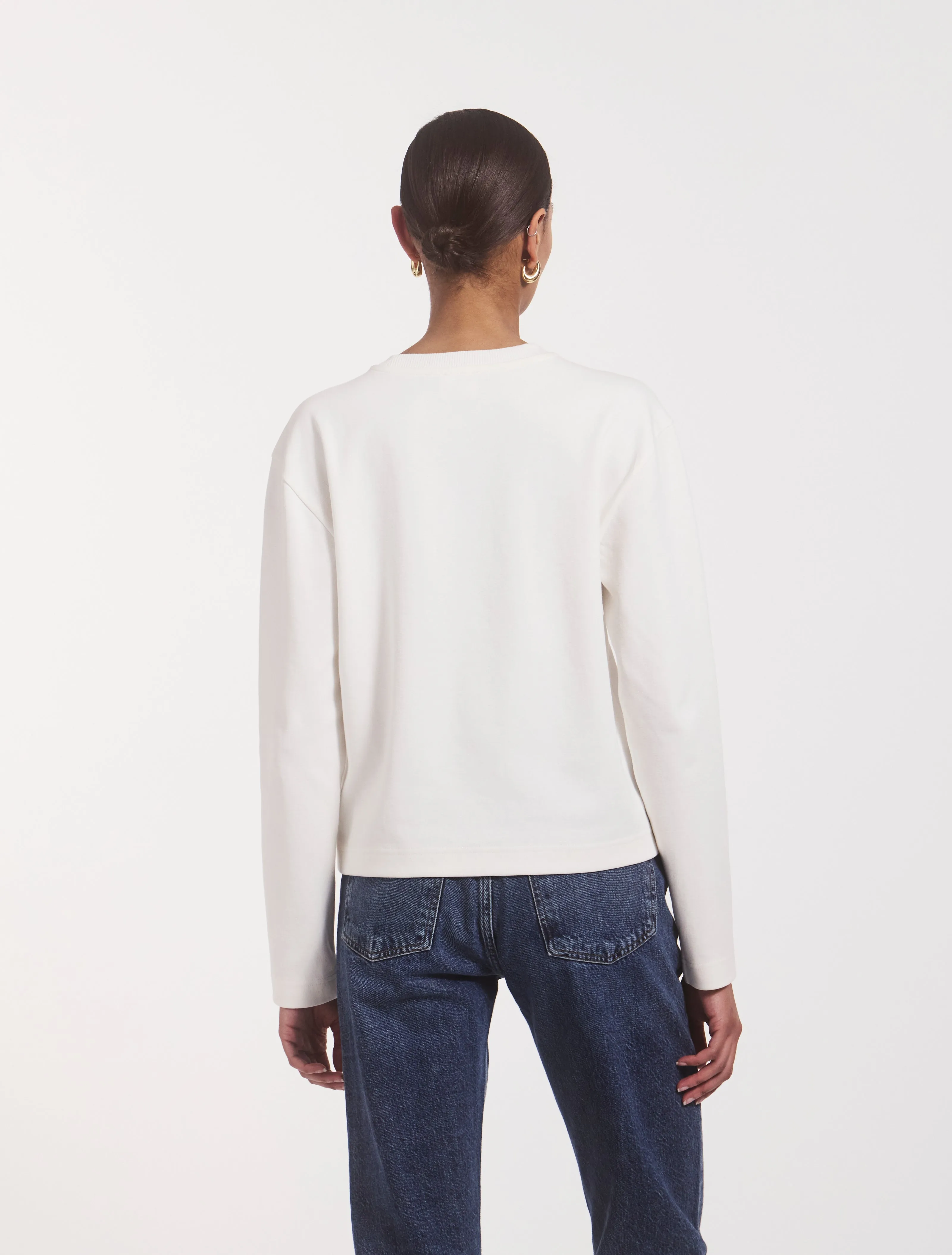 Compact Cotton Long Sleeve T-Shirt in Off White sold by Ninety Percent product image thumbnail 3