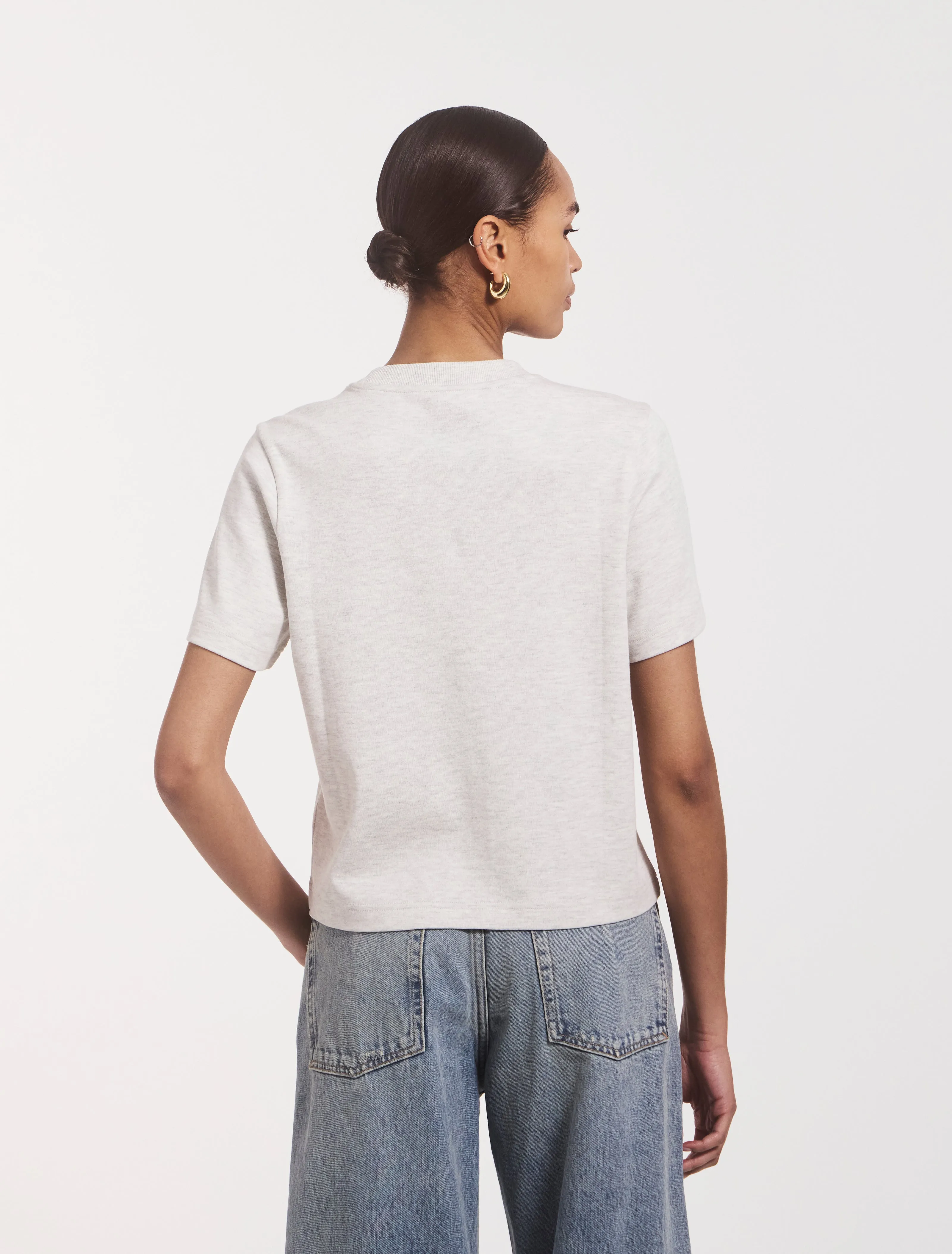 Compact Cotton Boxy T-Shirt in Light Grey Marl sold by Ninety Percent product image thumbnail 3