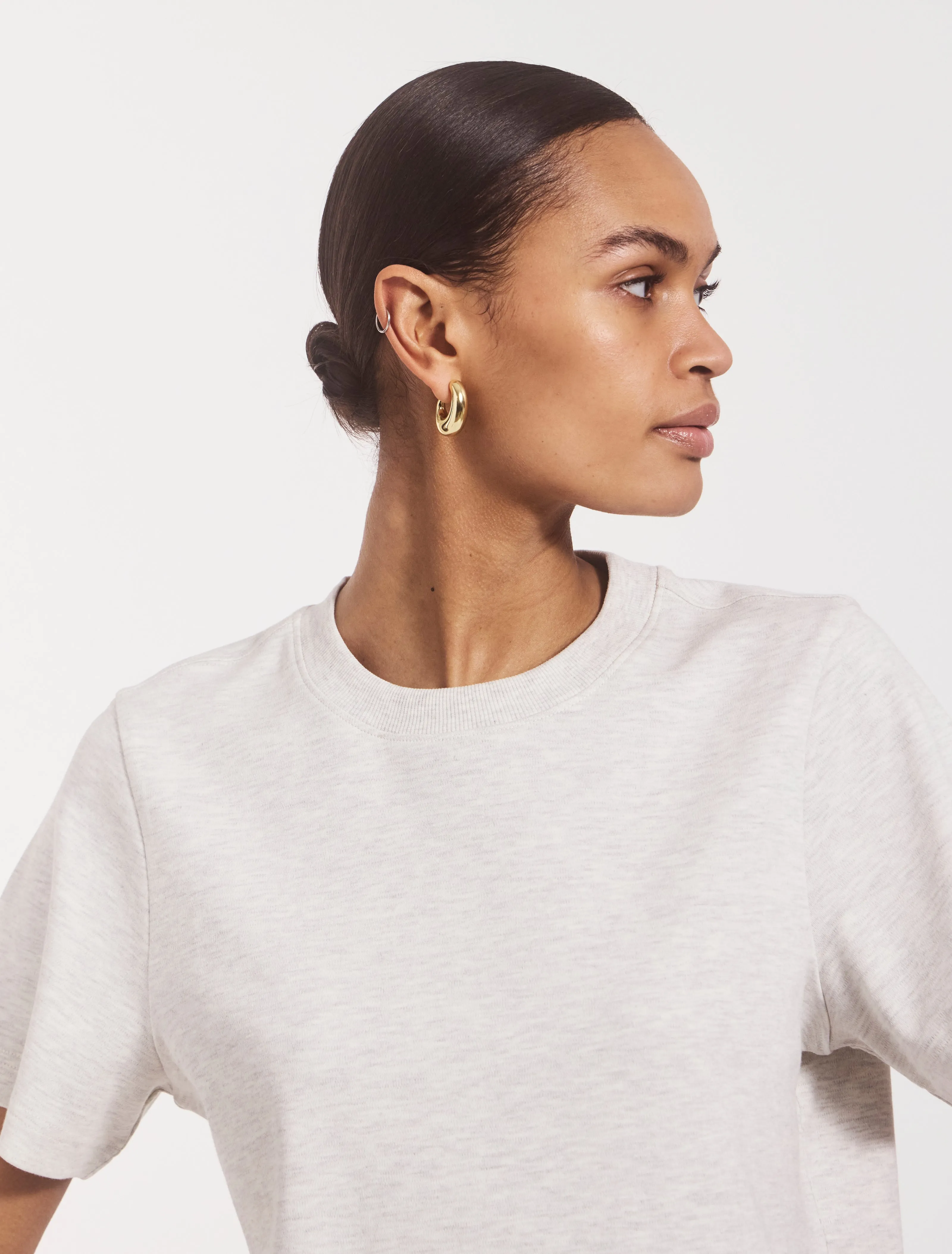 Compact Cotton Boxy T-Shirt in Light Grey Marl sold by Ninety Percent product image thumbnail 4