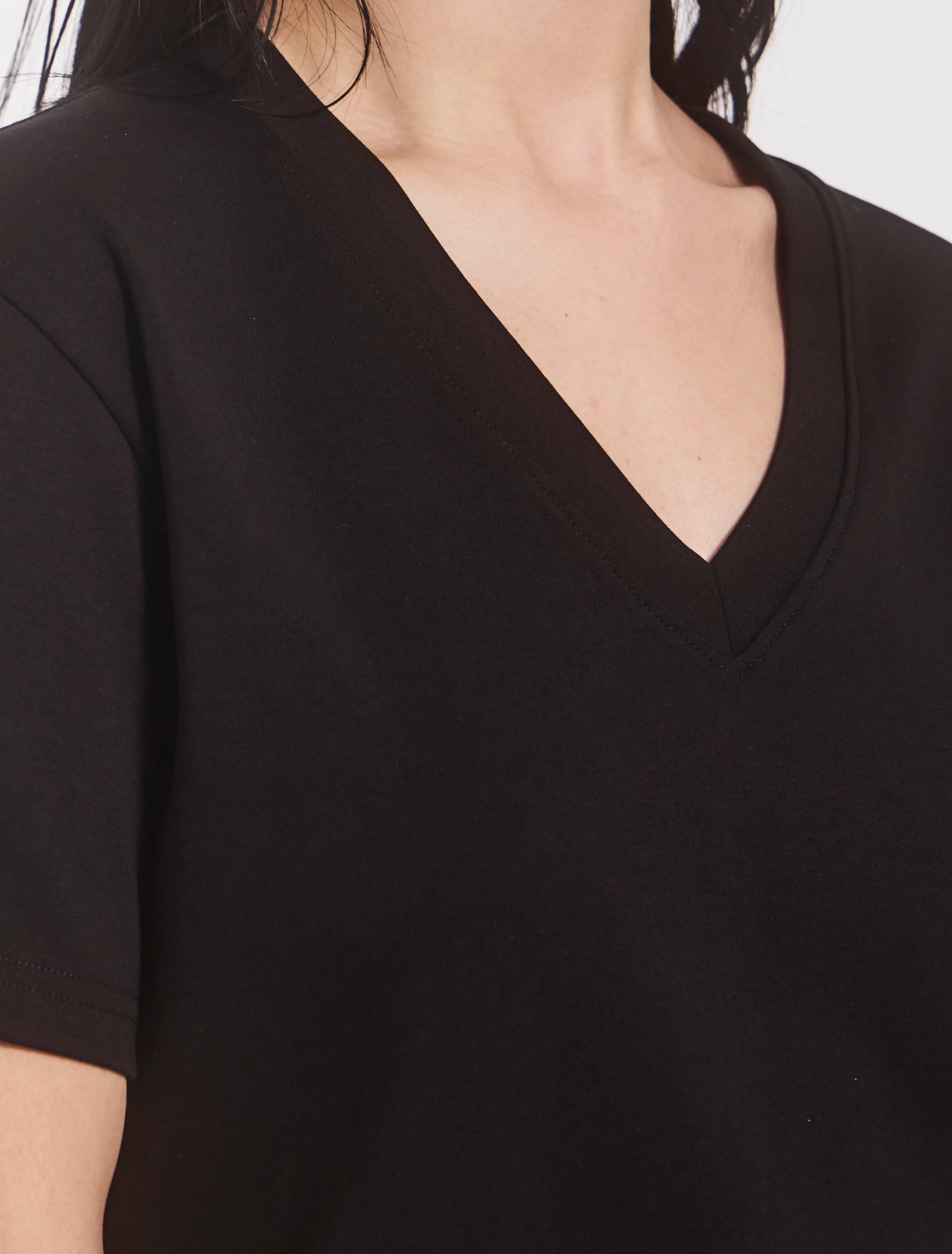 Compact Cotton V Neck T-shirt in Black sold by Ninety Percent product image thumbnail 4