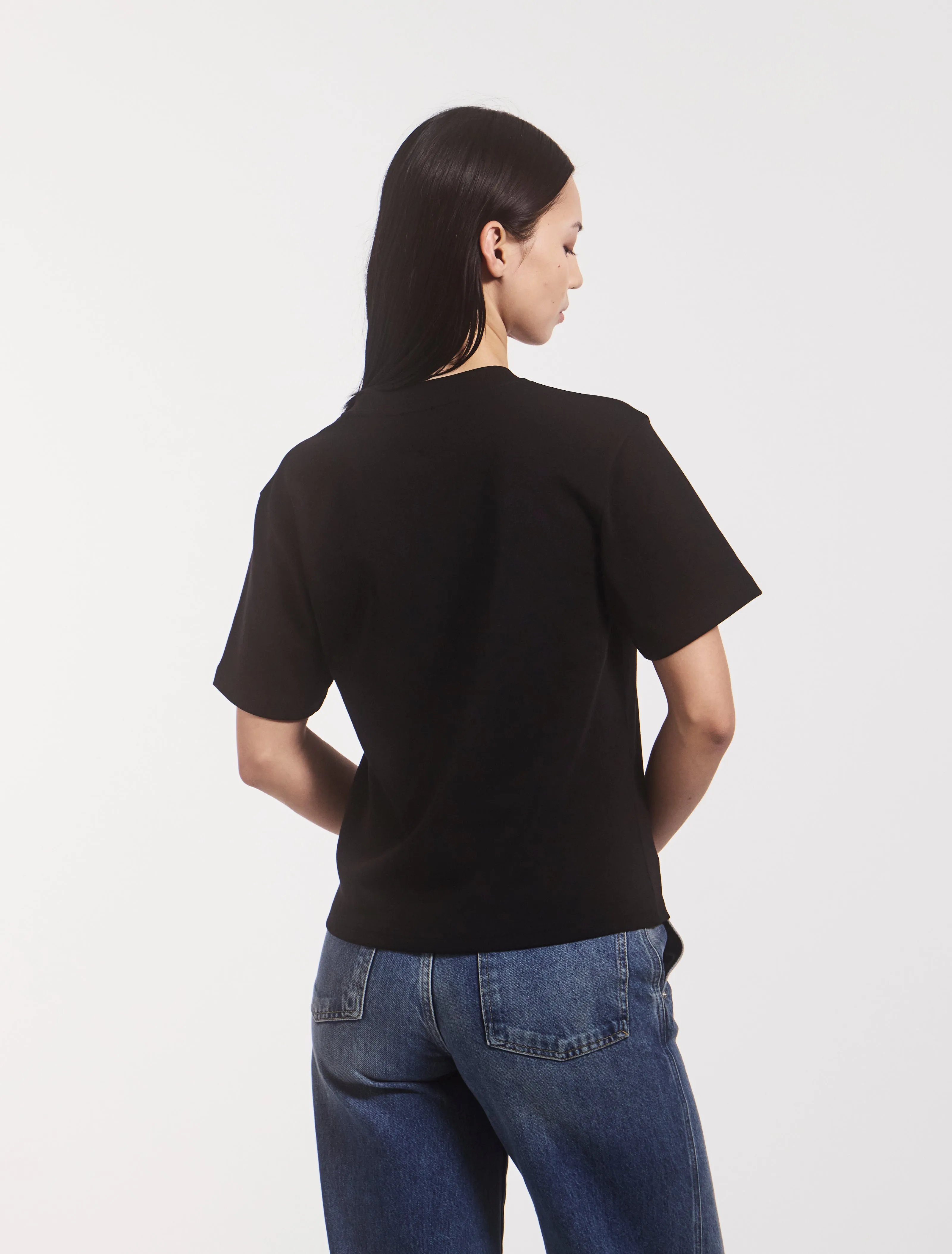 Compact Cotton V Neck T-shirt in Black sold by Ninety Percent product image thumbnail 2