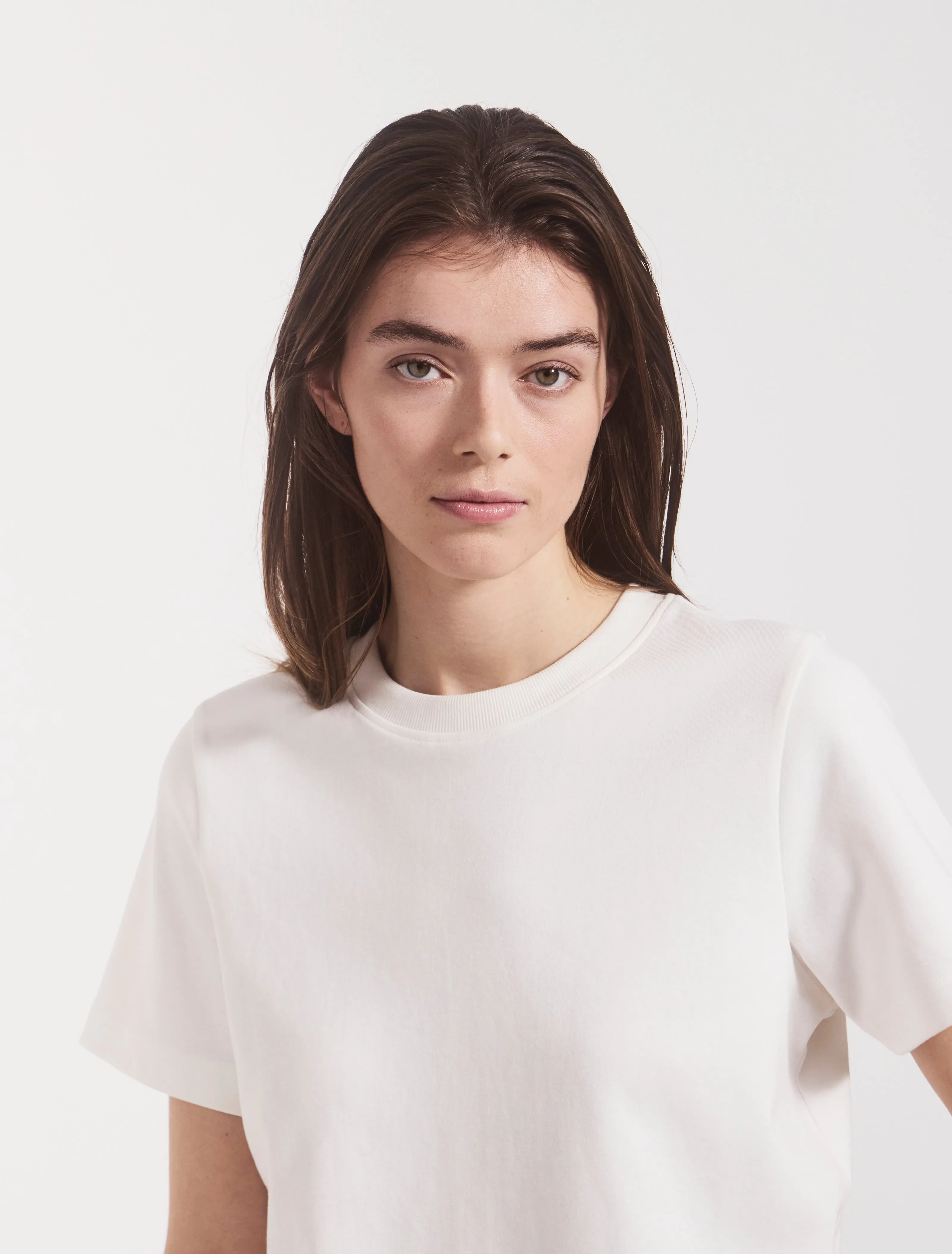 Compact Cotton Boxy T-shirt in Off White sold by Ninety Percent