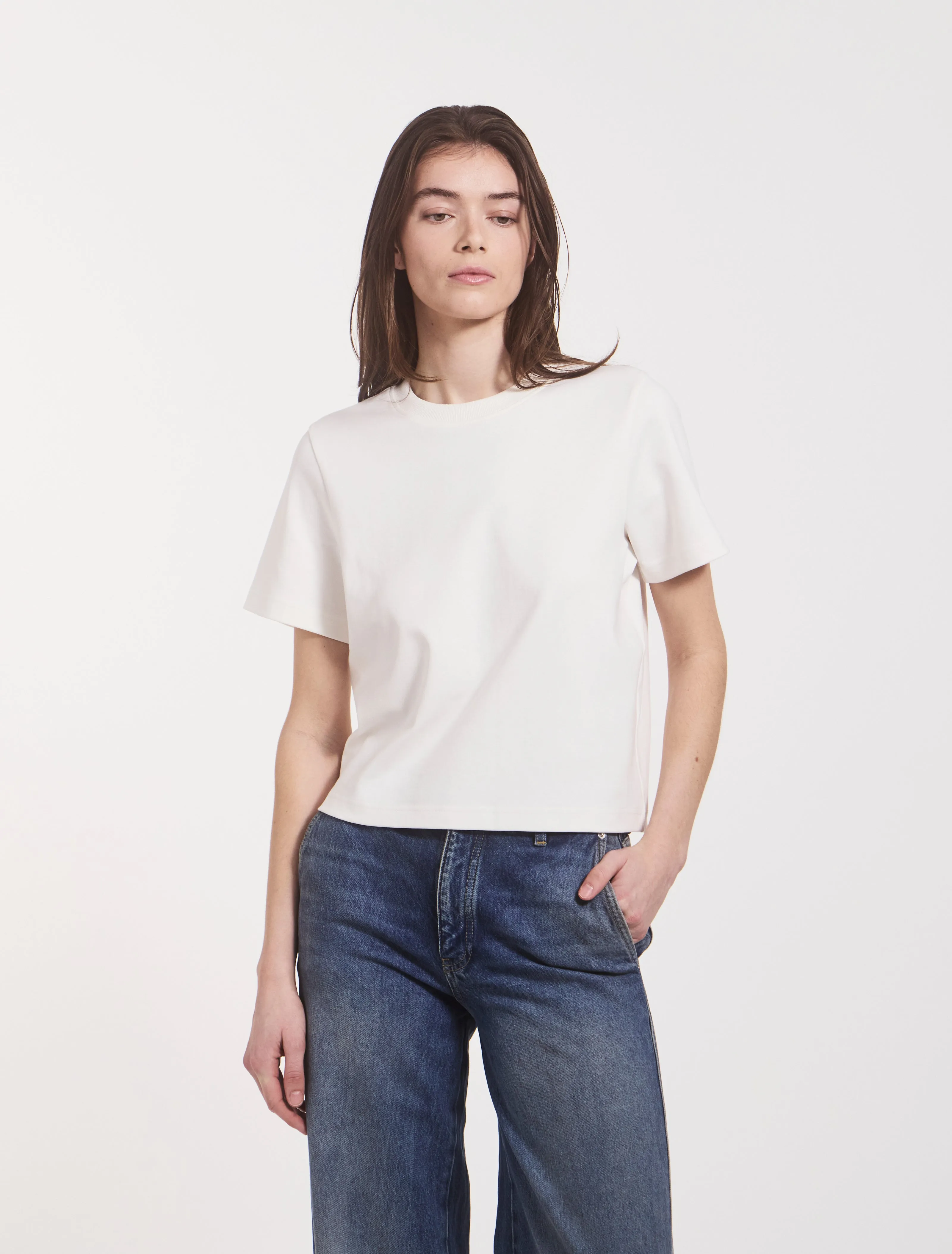 Compact Cotton Boxy T-shirt in Off White sold by Ninety Percent product image thumbnail 2