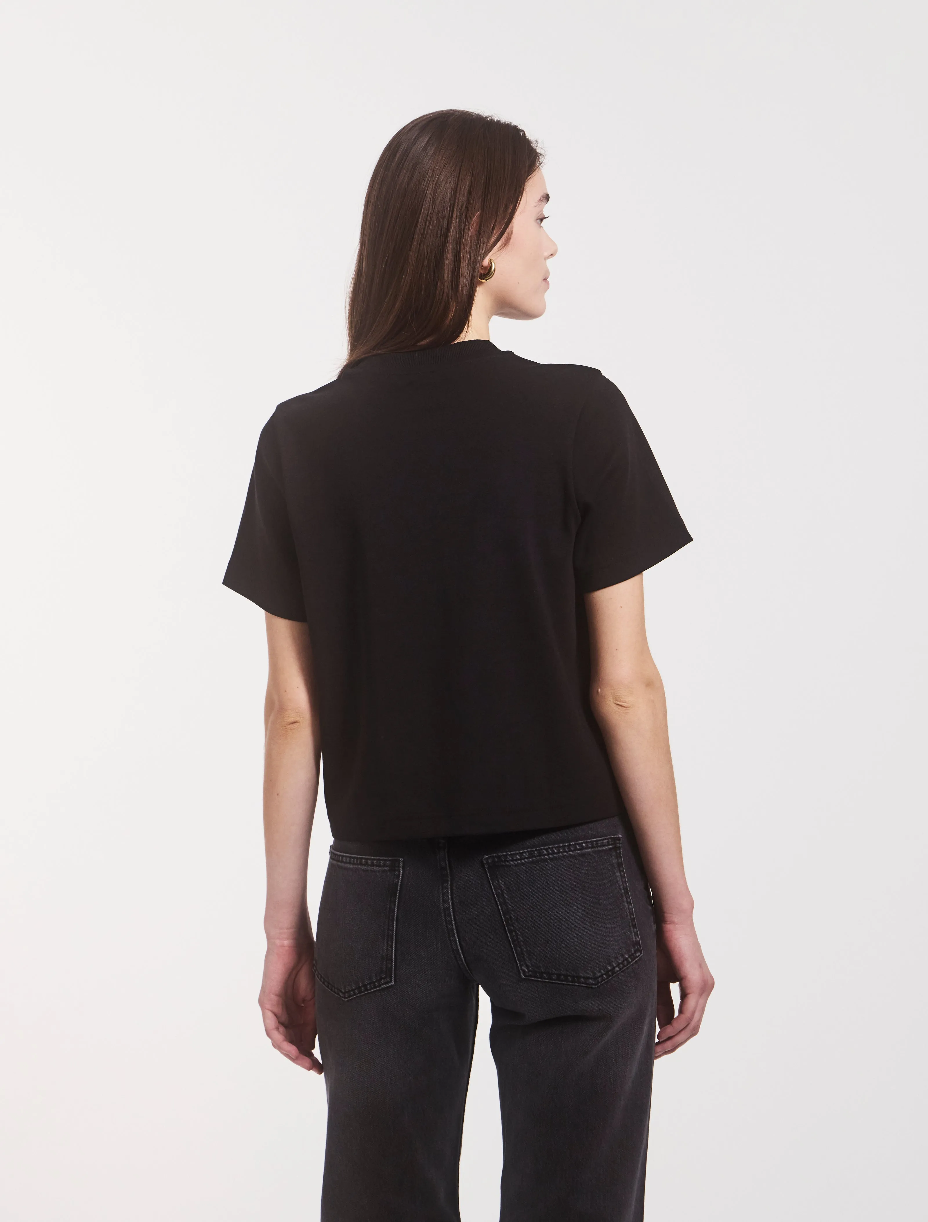 Compact Cotton Boxy T-shirt in Black sold by Ninety Percent product image thumbnail 3