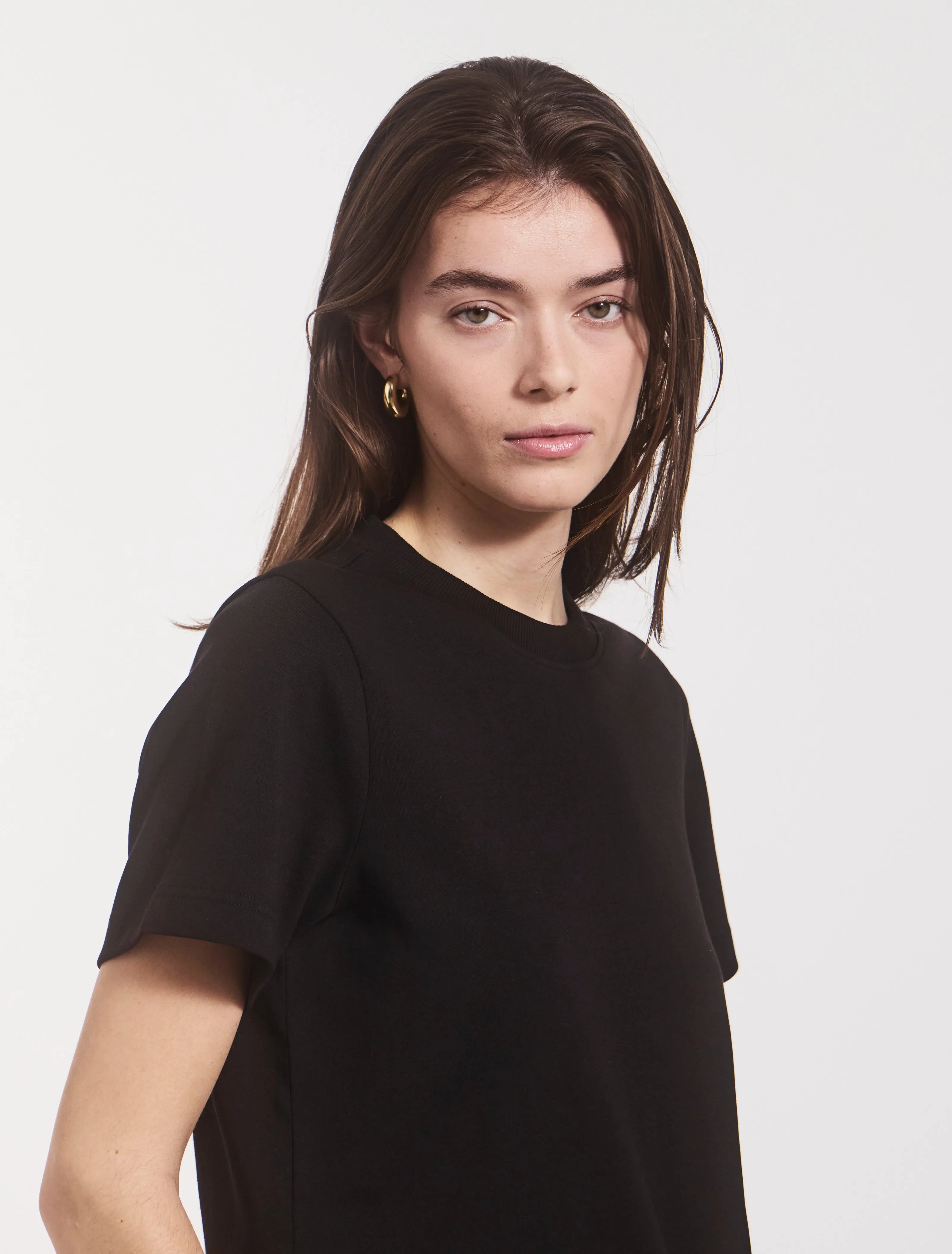 Compact Cotton Boxy T-shirt in Black sold by Ninety Percent product image thumbnail 4