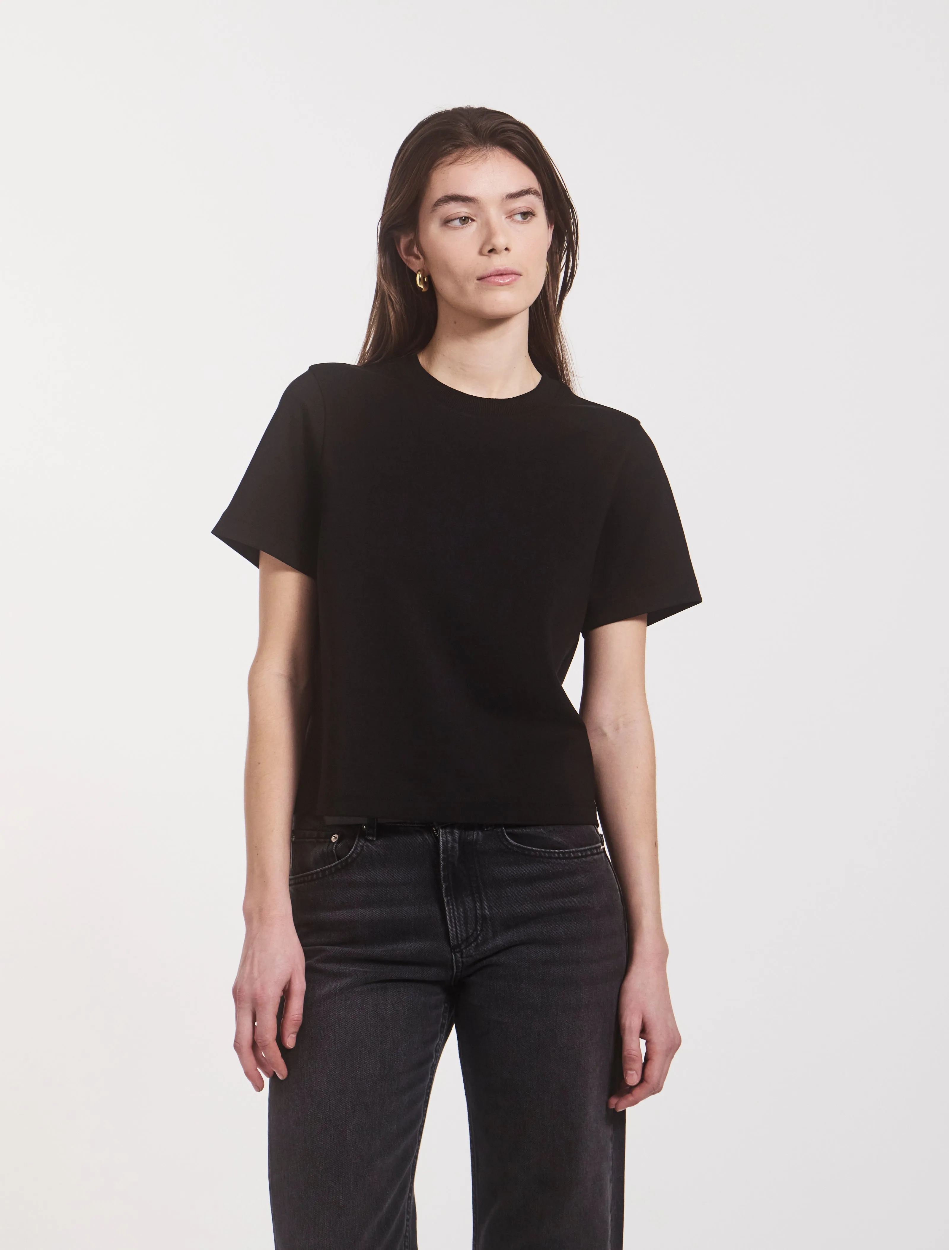 Compact Cotton Boxy T-shirt in Black sold by Ninety Percent product image thumbnail 2