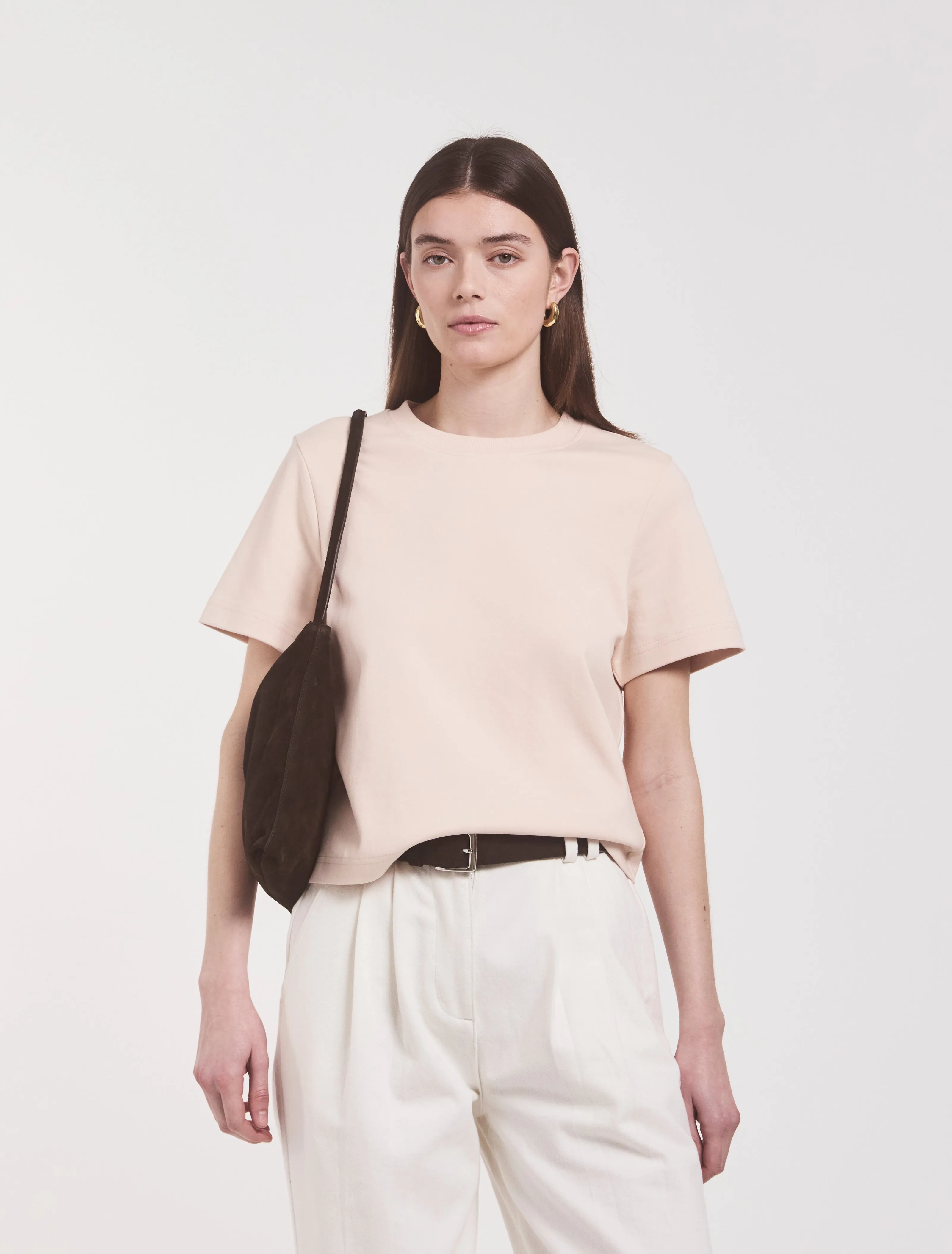 Signature T-shirt in Silver Peony sold by Ninety Percent