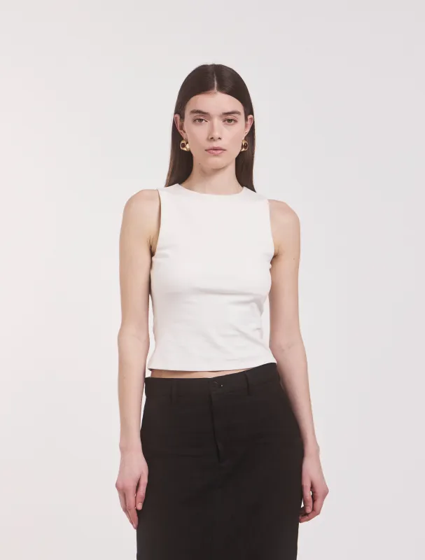 Maya Cropped Tank in Chalk White sold by Ninety Percent