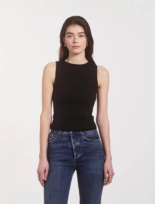 Maya Cropped Tank in Black sold by Ninety Percent