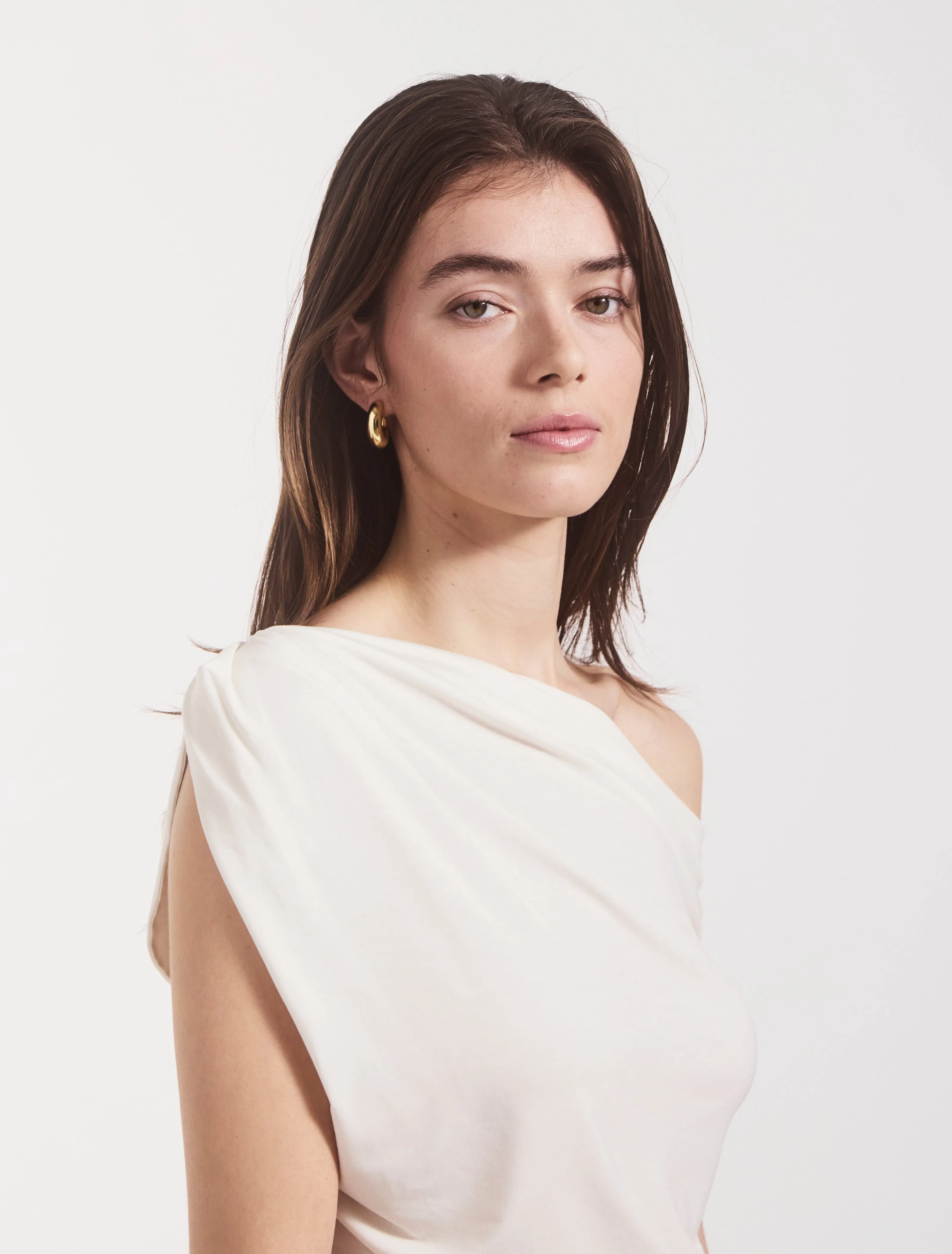 Tanz Draped Top in Off White sold by Ninety Percent product image thumbnail 3
