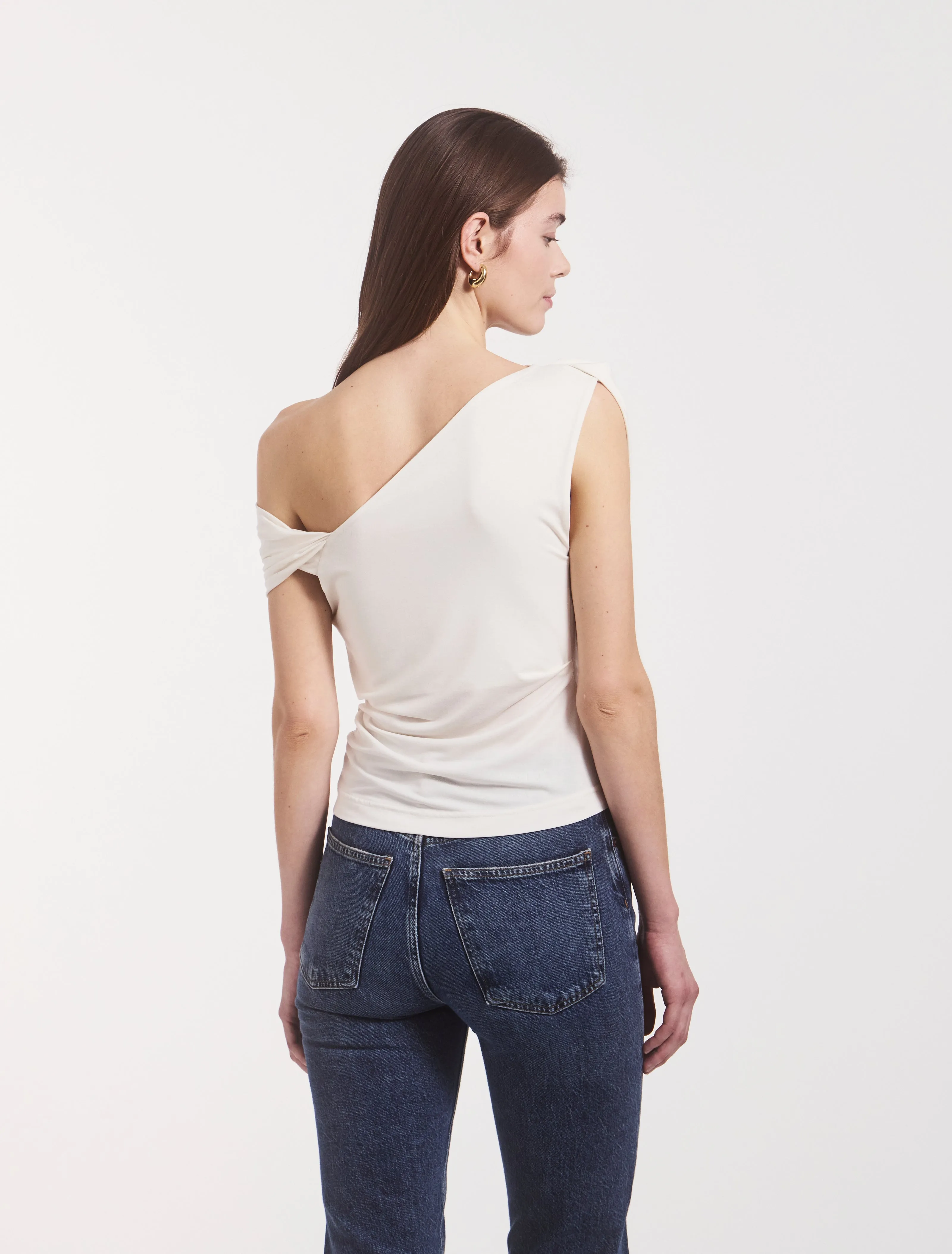 Tanz Draped Top in Off White sold by Ninety Percent product image thumbnail 2