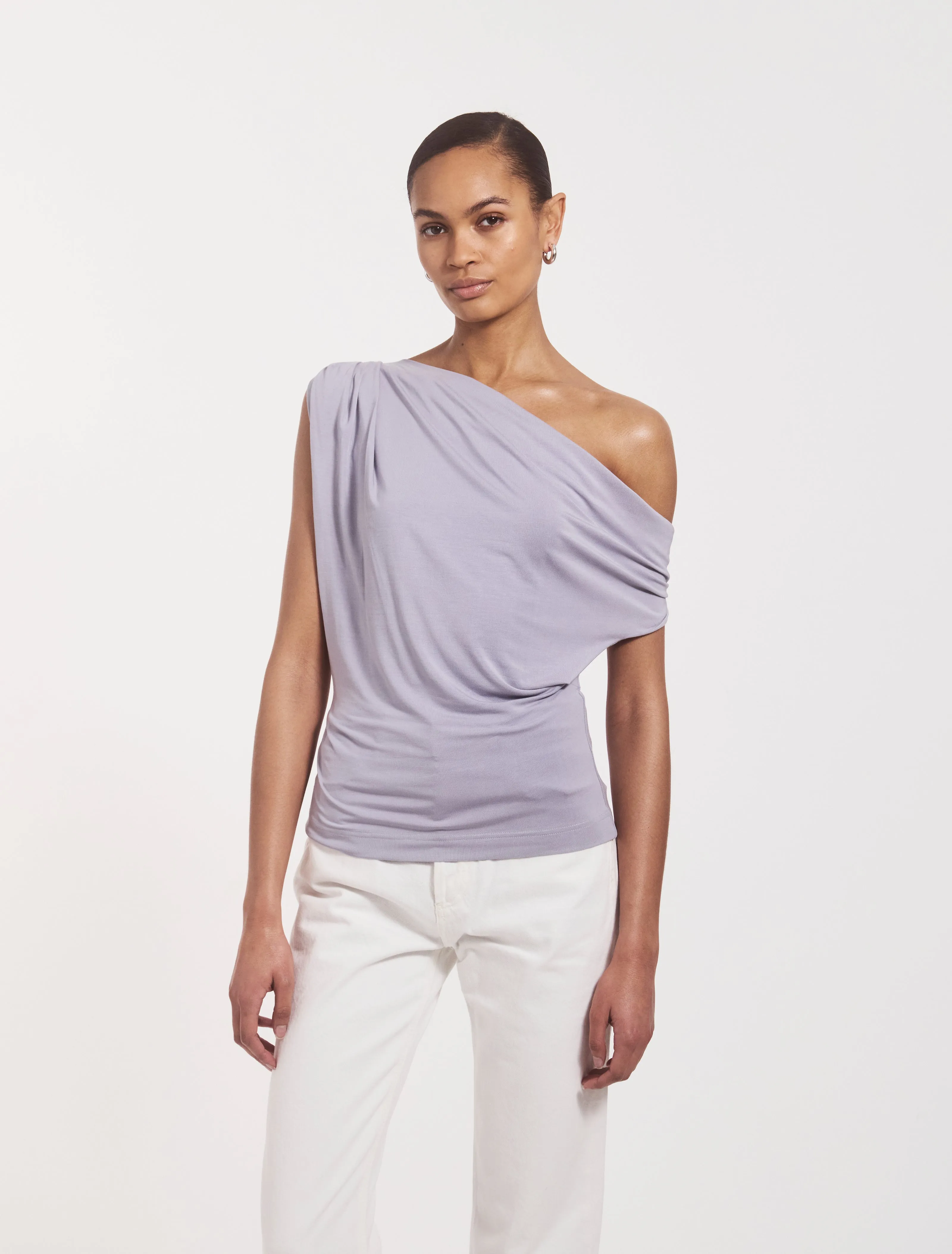 Tanz Draped Top in Lilac sold by Ninety Percent