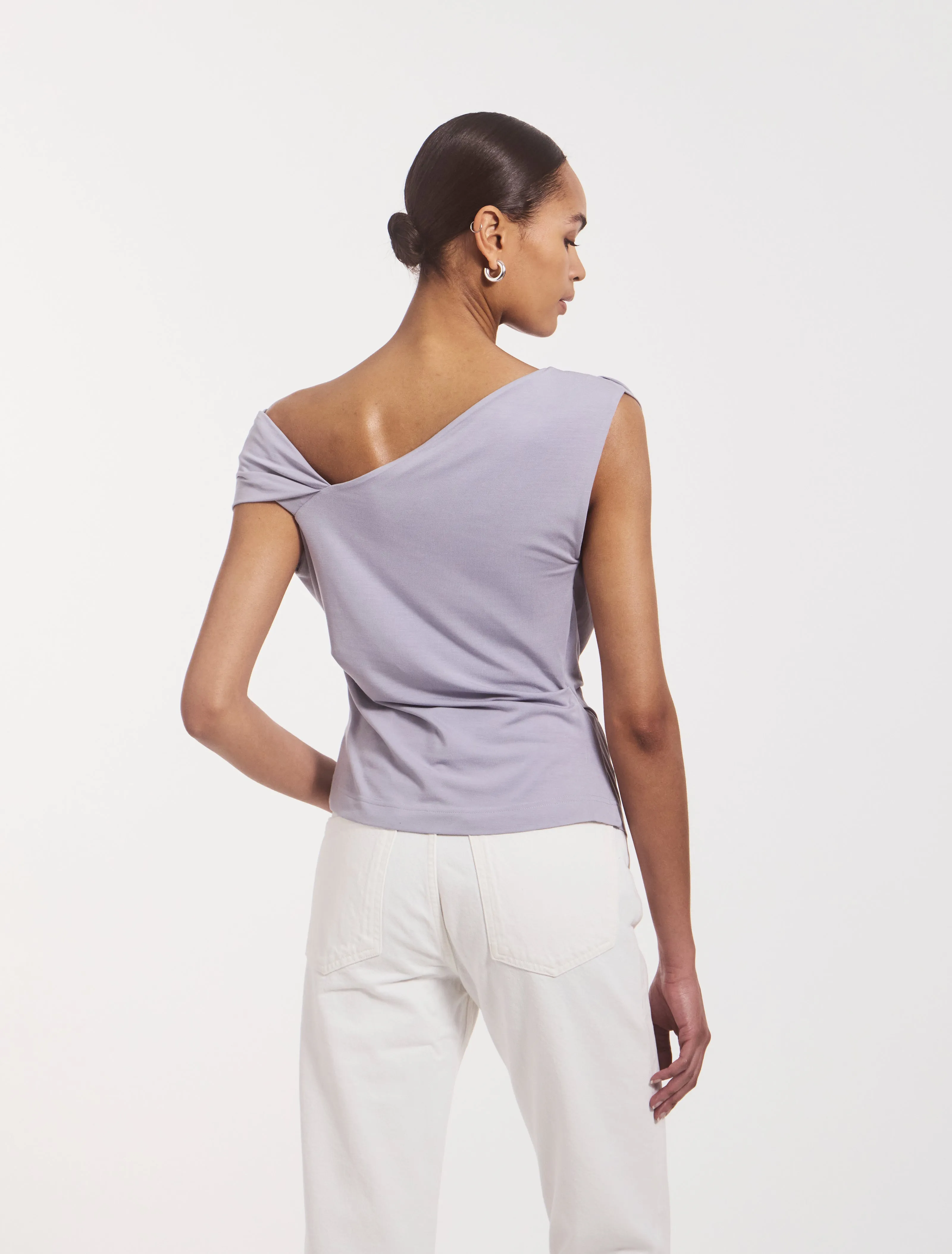 Tanz Draped Top in Lilac sold by Ninety Percent product image thumbnail 2