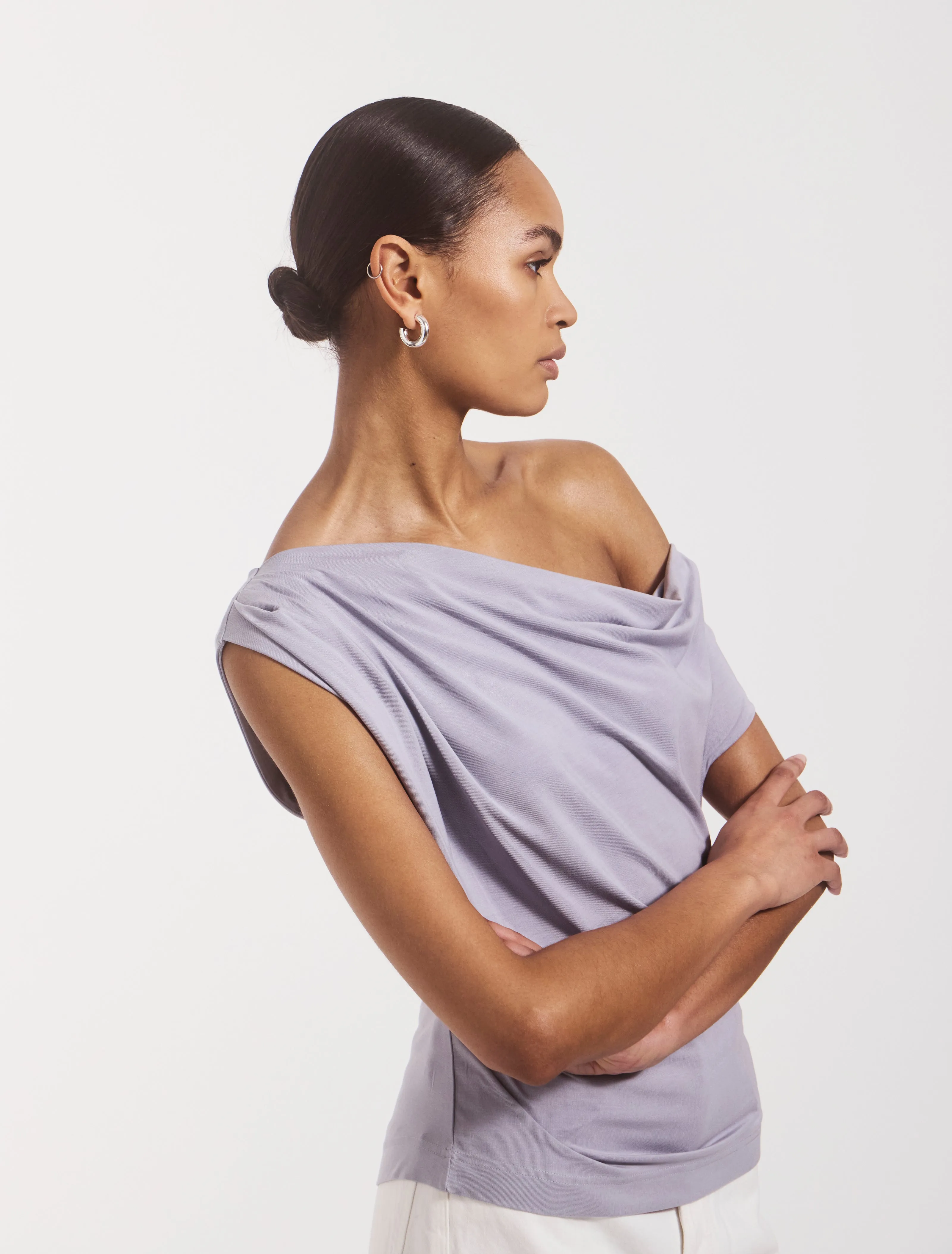 Tanz Draped Top in Lilac sold by Ninety Percent product image thumbnail 3