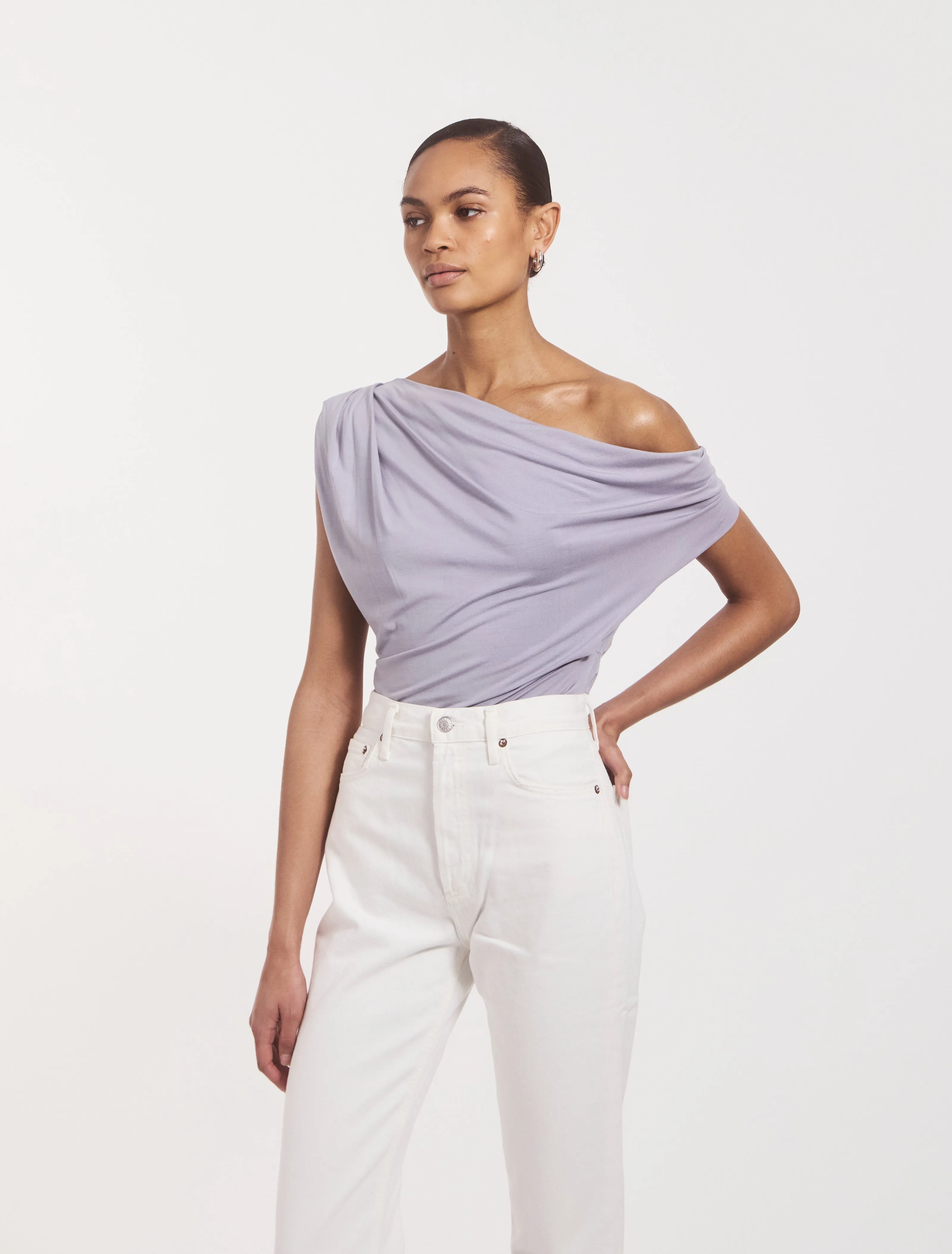Tanz Draped Top in Lilac sold by Ninety Percent product image thumbnail 4