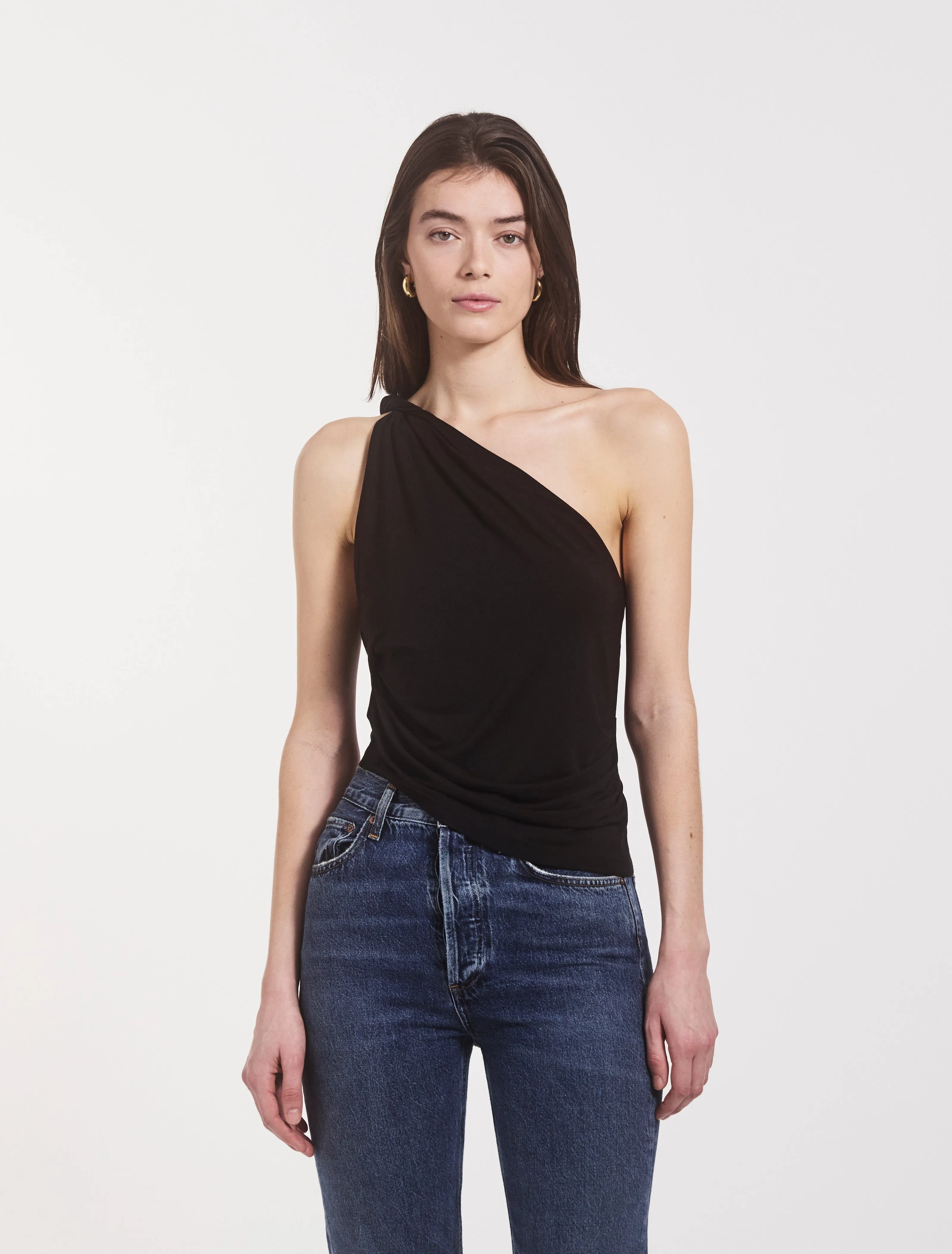 Cava Asymmetric Top in Black sold by Ninety Percent