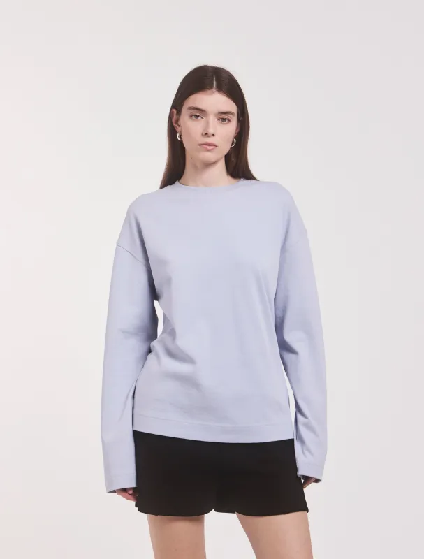 Compact Cotton Boyfriend Long Sleeve T-Shirt in Sky sold by Ninety Percent