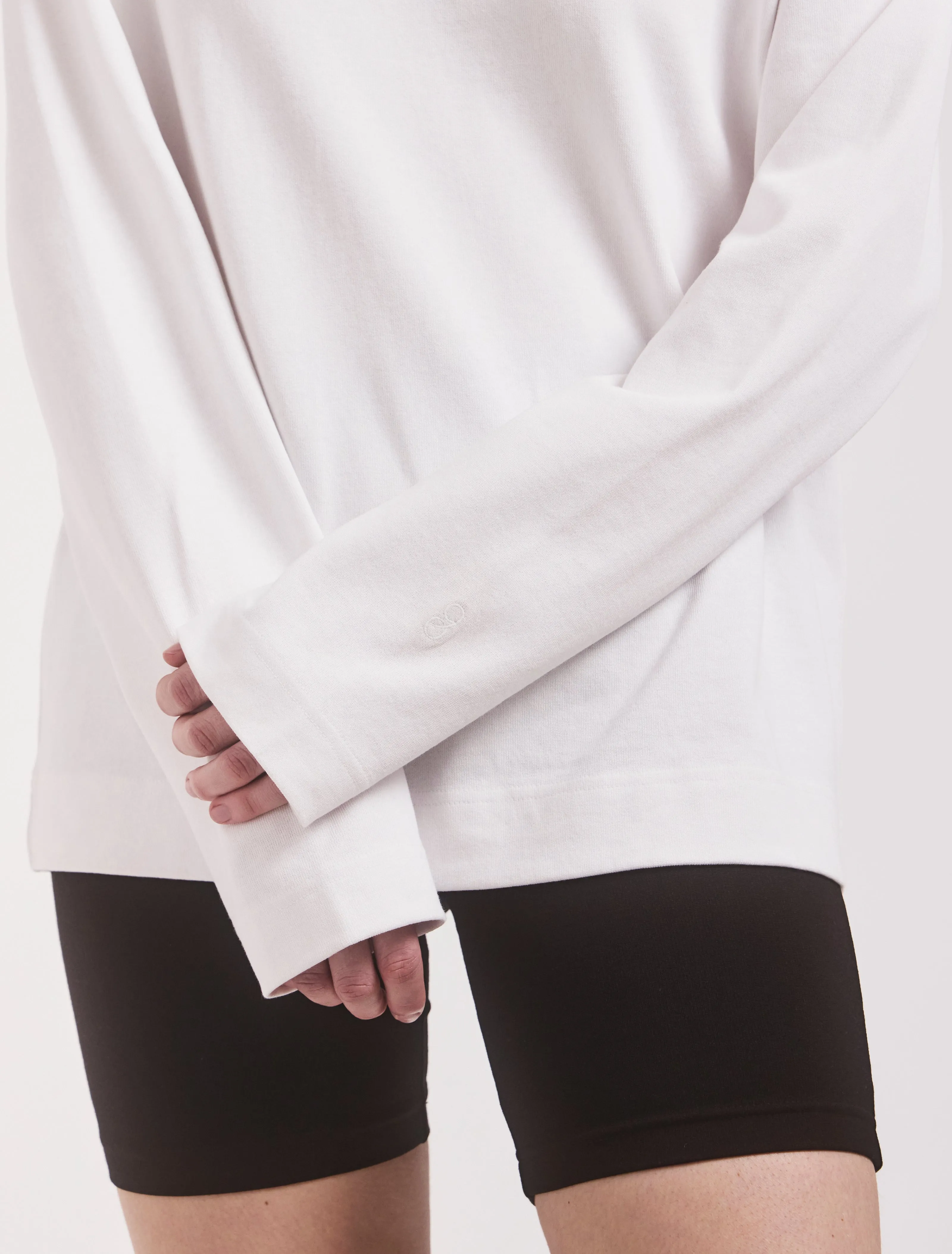 Compact Cotton Boyfriend Long Sleeve T-Shirt in White sold by Ninety Percent product image thumbnail 5