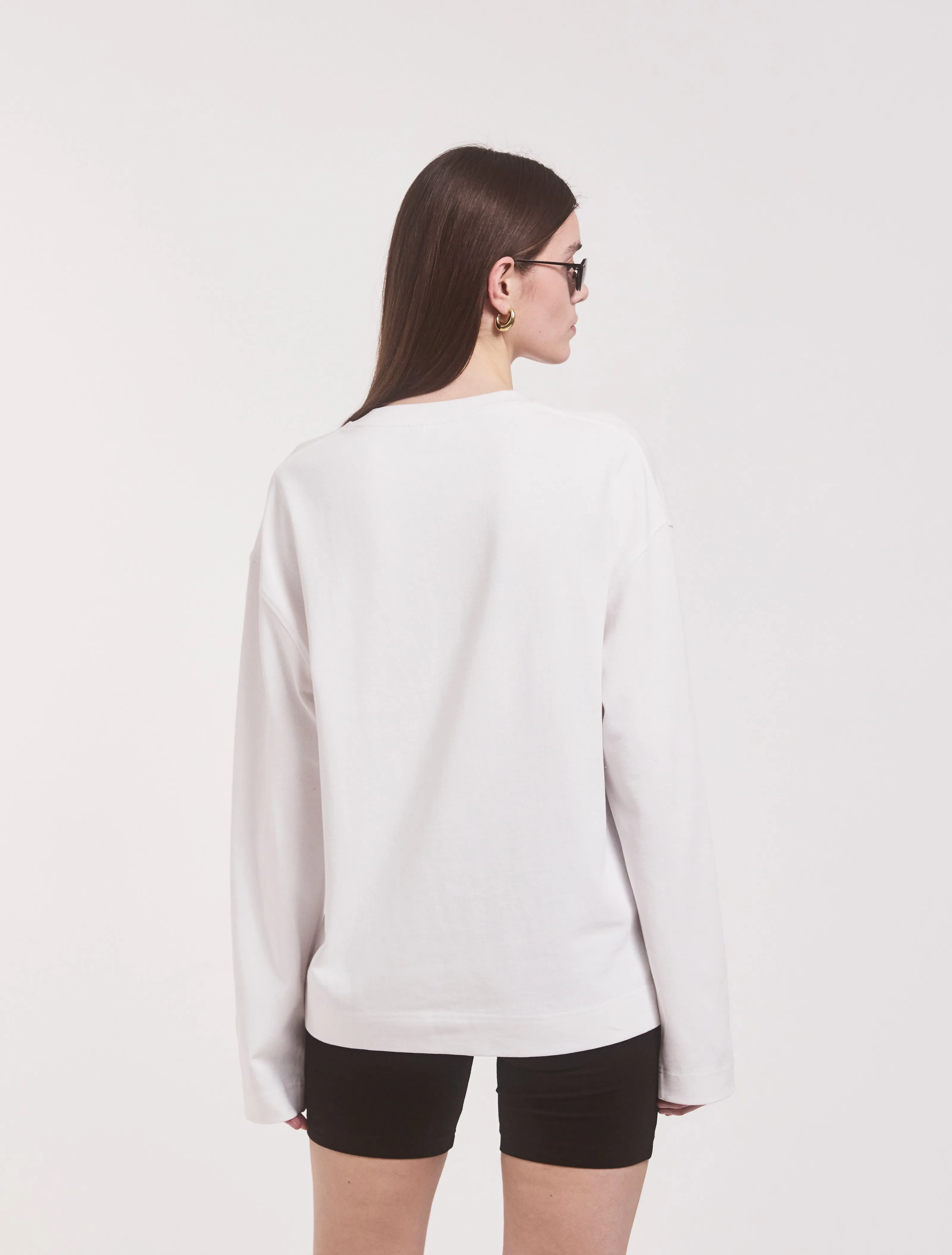 Compact Cotton Boyfriend Long Sleeve T-Shirt in White sold by Ninety Percent product image thumbnail 3
