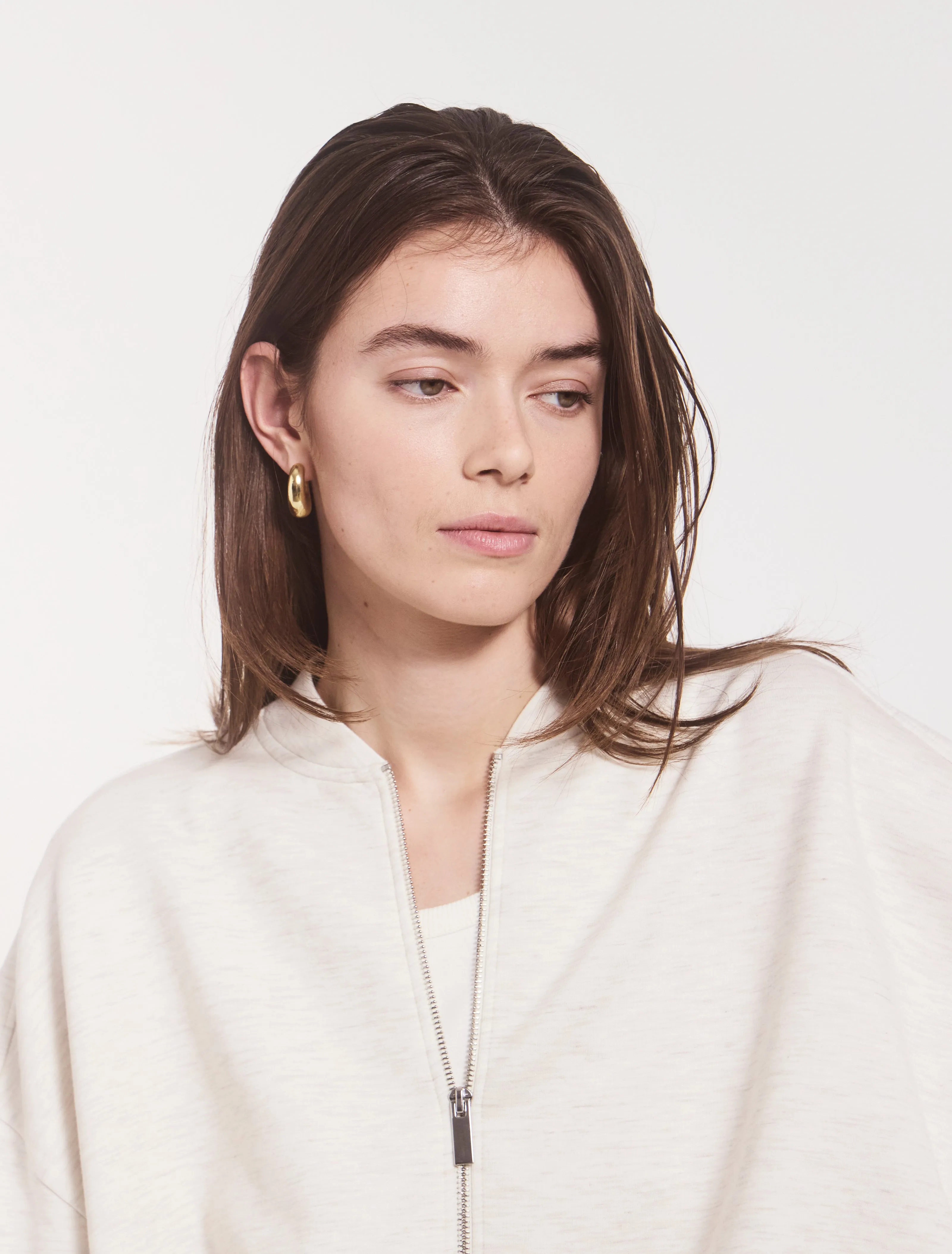 Classic Lounge Zip Jacket in Oatmeal Marl sold by Ninety Percent product image thumbnail 3