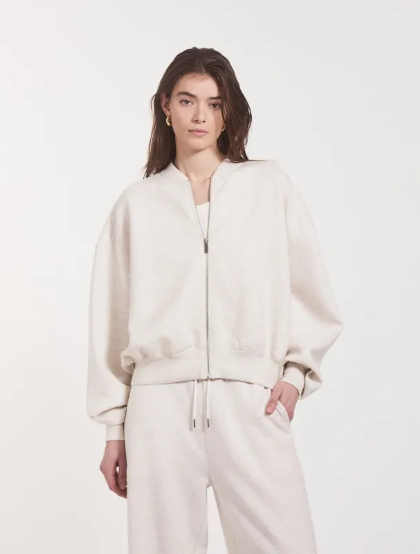 Classic Lounge Zip Jacket in Oatmeal Marl sold by Ninety Percent