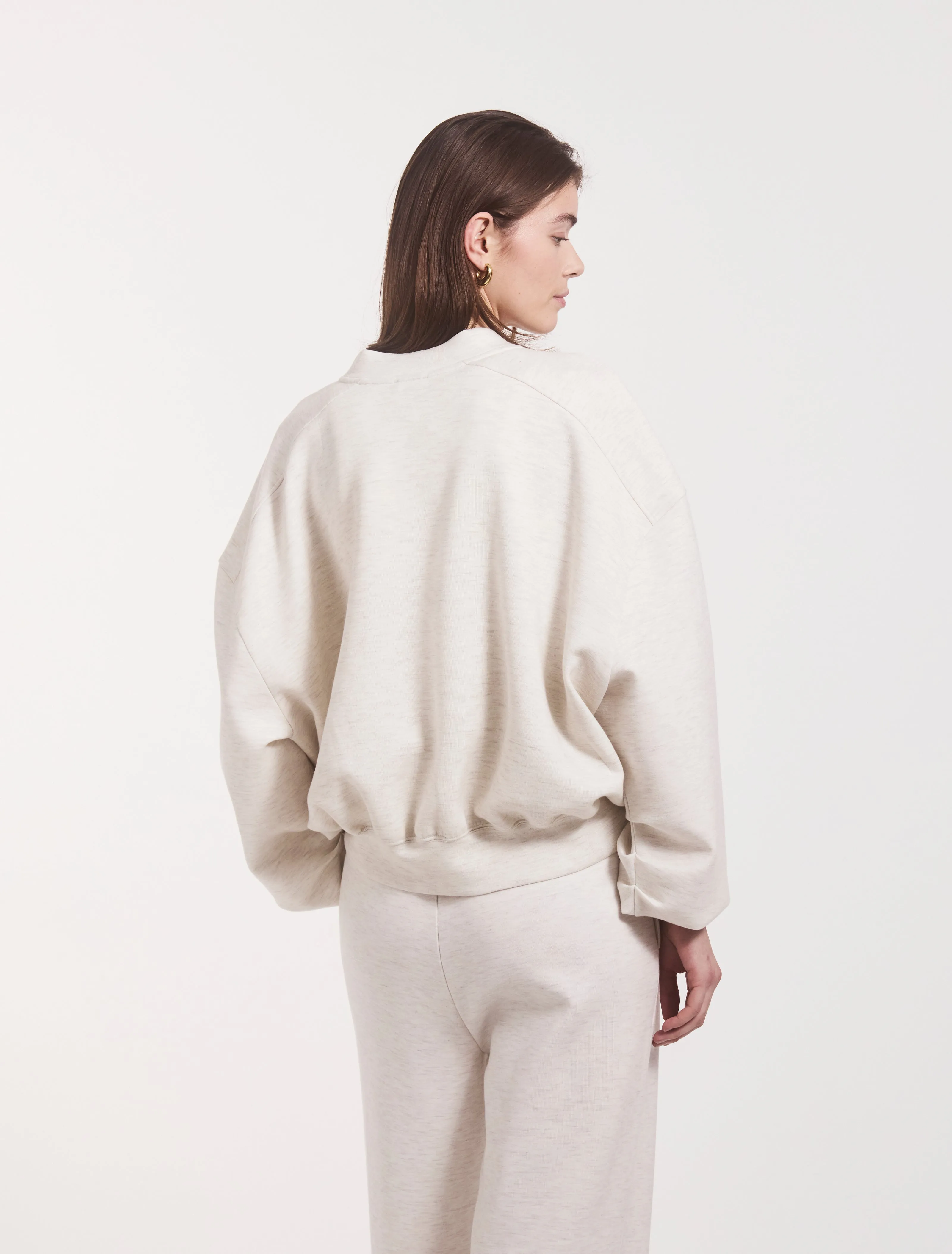 Classic Lounge Zip Jacket in Oatmeal Marl sold by Ninety Percent product image thumbnail 2
