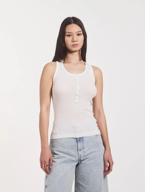 Summer Rib Tank in White sold by Ninety Percent